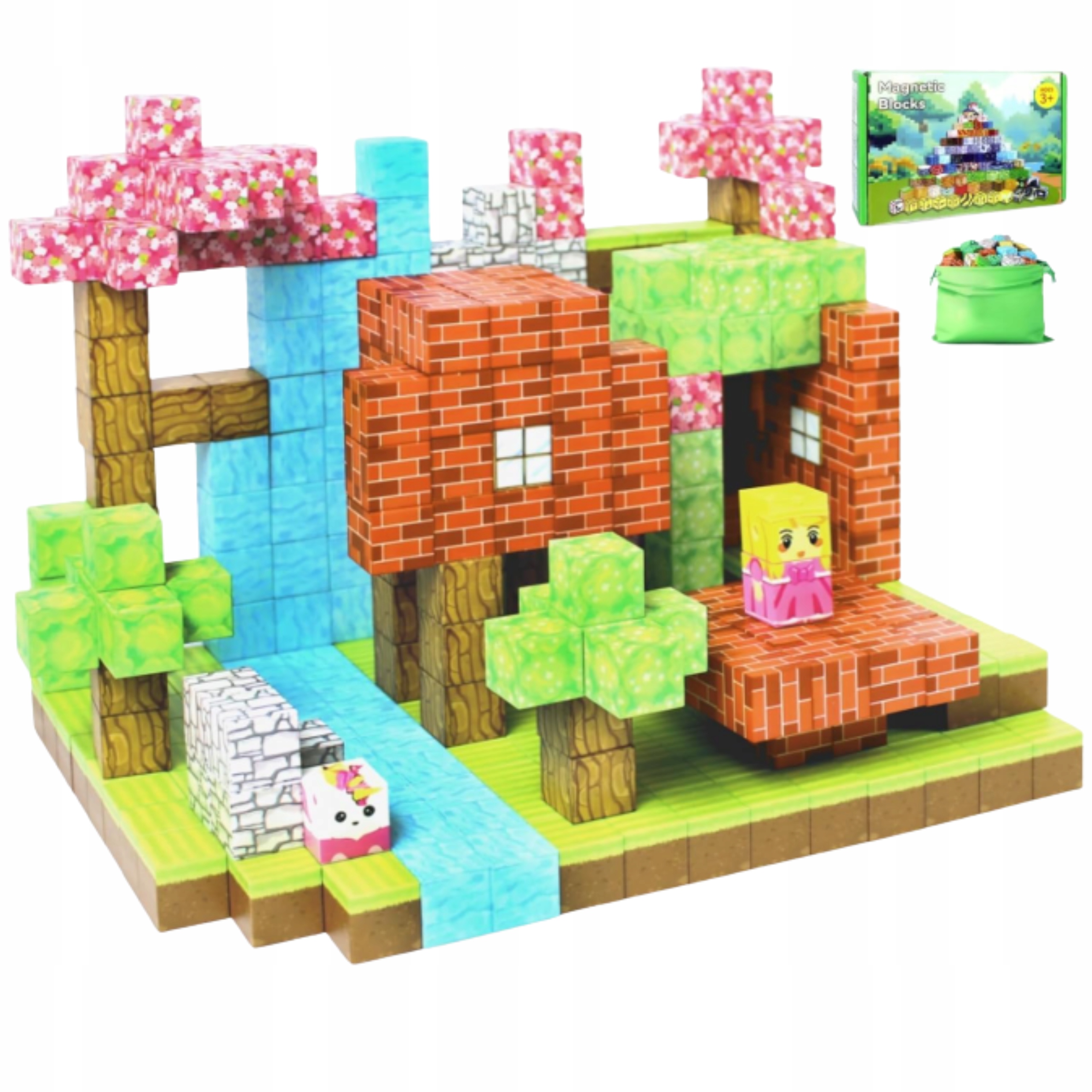 KLOCKI MINECRAFT KLOCKI MAGNETYCZNE SZEŚCIANY 60 KLOCKÓW Liczba elementów 100