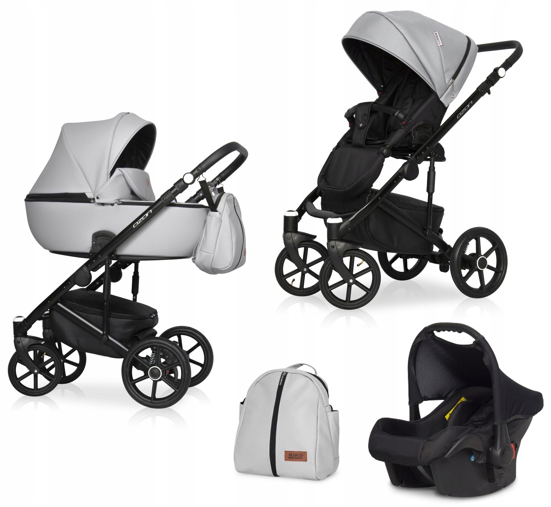 Wózek 3w1 OZON Riko Basic PRZEKŁADANE SIEDZISKO + FOTELIK FOLIA MOSKITIERA