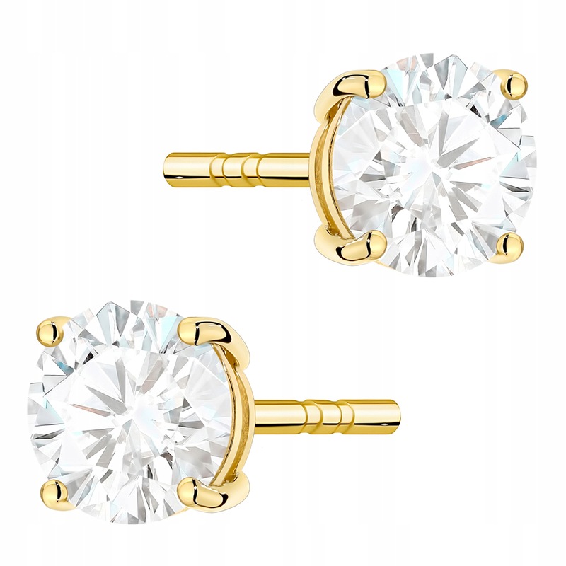Złote Kolczyki pr. 585 na Sztyft z Diamentami 1,40ct 14k Pudełko