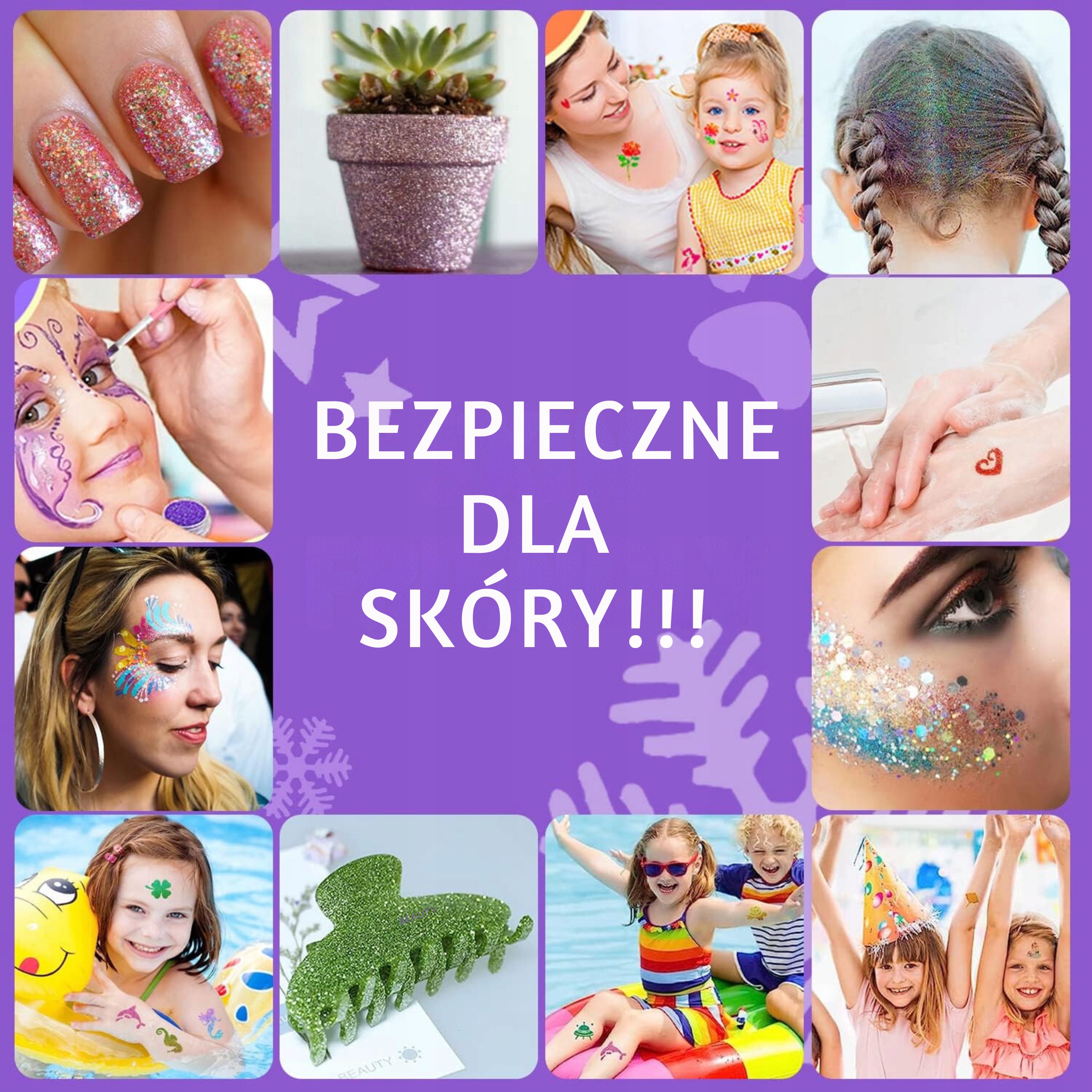 TATUAŻE BROKATOWE DUŻY ZESTAW DO TATUAŻU SZABLONY DIY DLA DZIECI PREZENT Szerokość produktu 14 cm