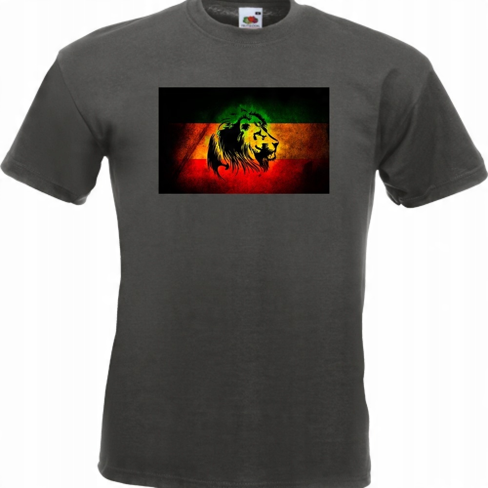 

Koszulka z nadrukiem reggae lew rasta one love L