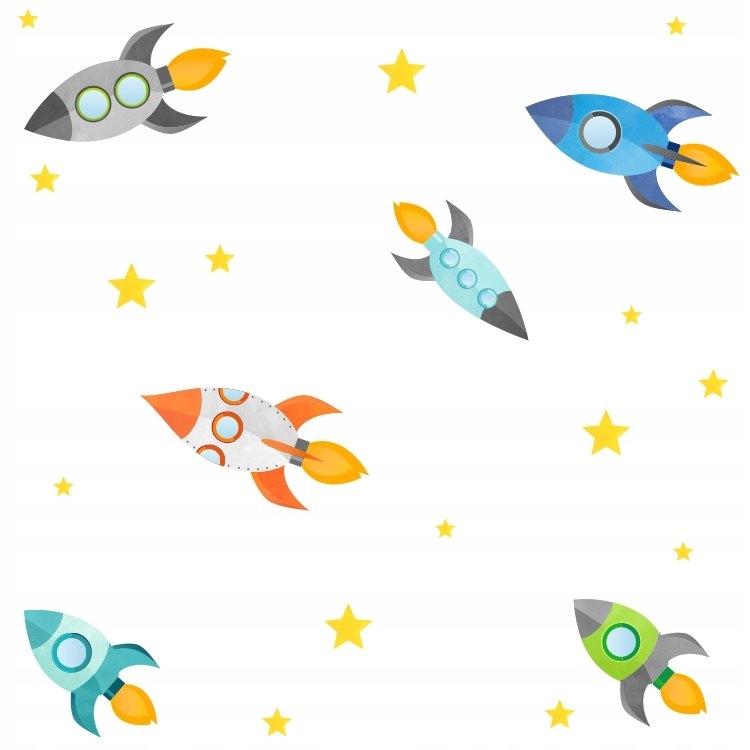 NAKLEJKI NA ŚCIANĘ RAKIETY GWIAZDY KOSMOS