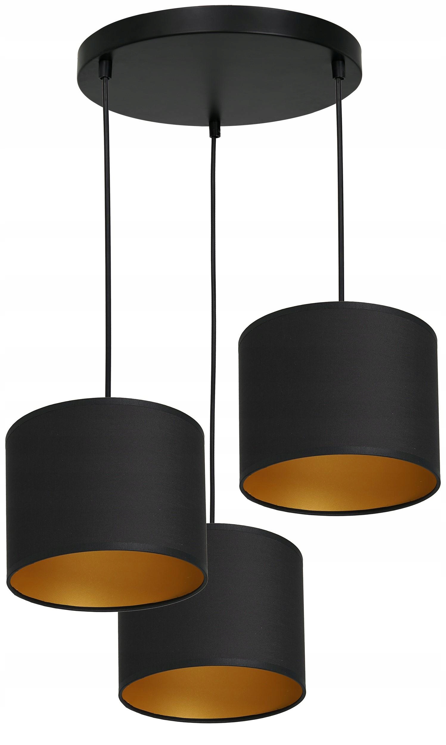 Moderní závěsná stropní lampa Arden Černo-zlatá Abažur 3xE27 do obývacího pokoje