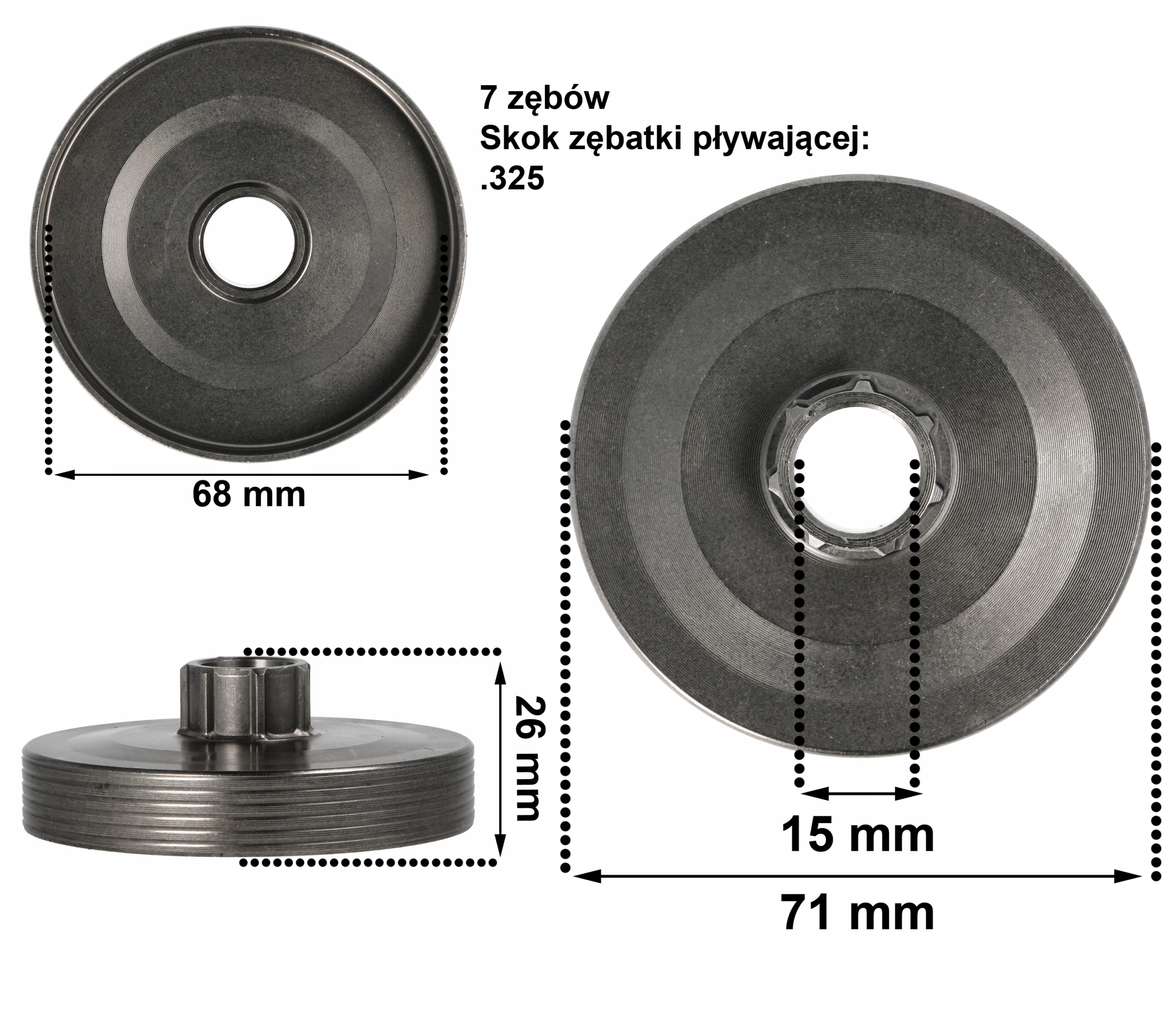 CZĘŚCI DO PIŁY KOSZ BĘBEN Z ZĘBATKĄ PŁYWAJĄCĄ SPRZĘGŁO PIŁA SPALINOWA 5200 Kod producenta 92-009S