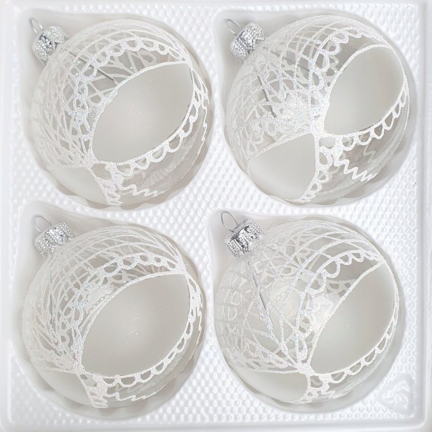 

Bombki 8cm/4szt dekor szklane choinkowe koronka