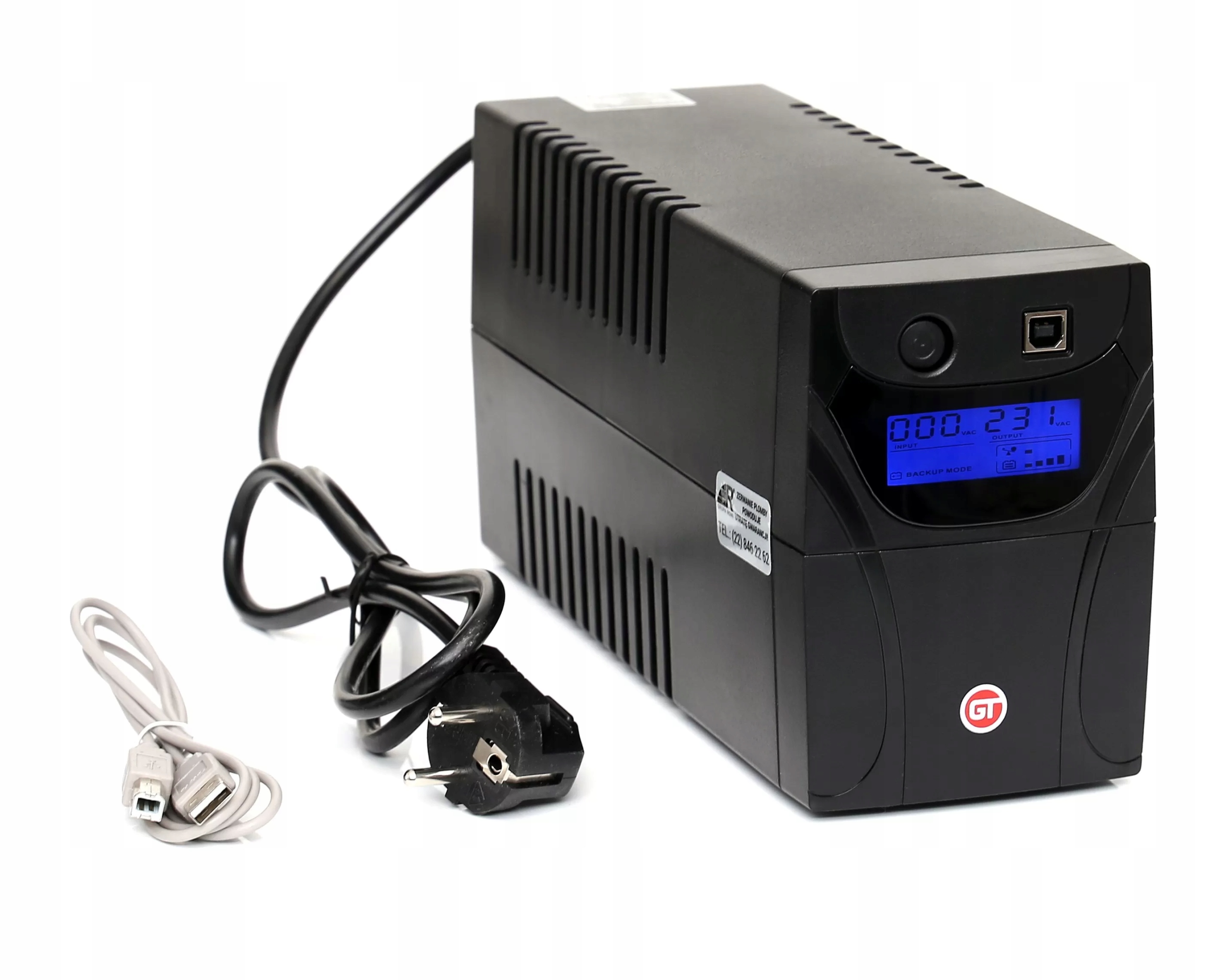 Záložní Napájecí Zdroj Ups 650VA 360W LCD Gt Power Box zásuvky schuko