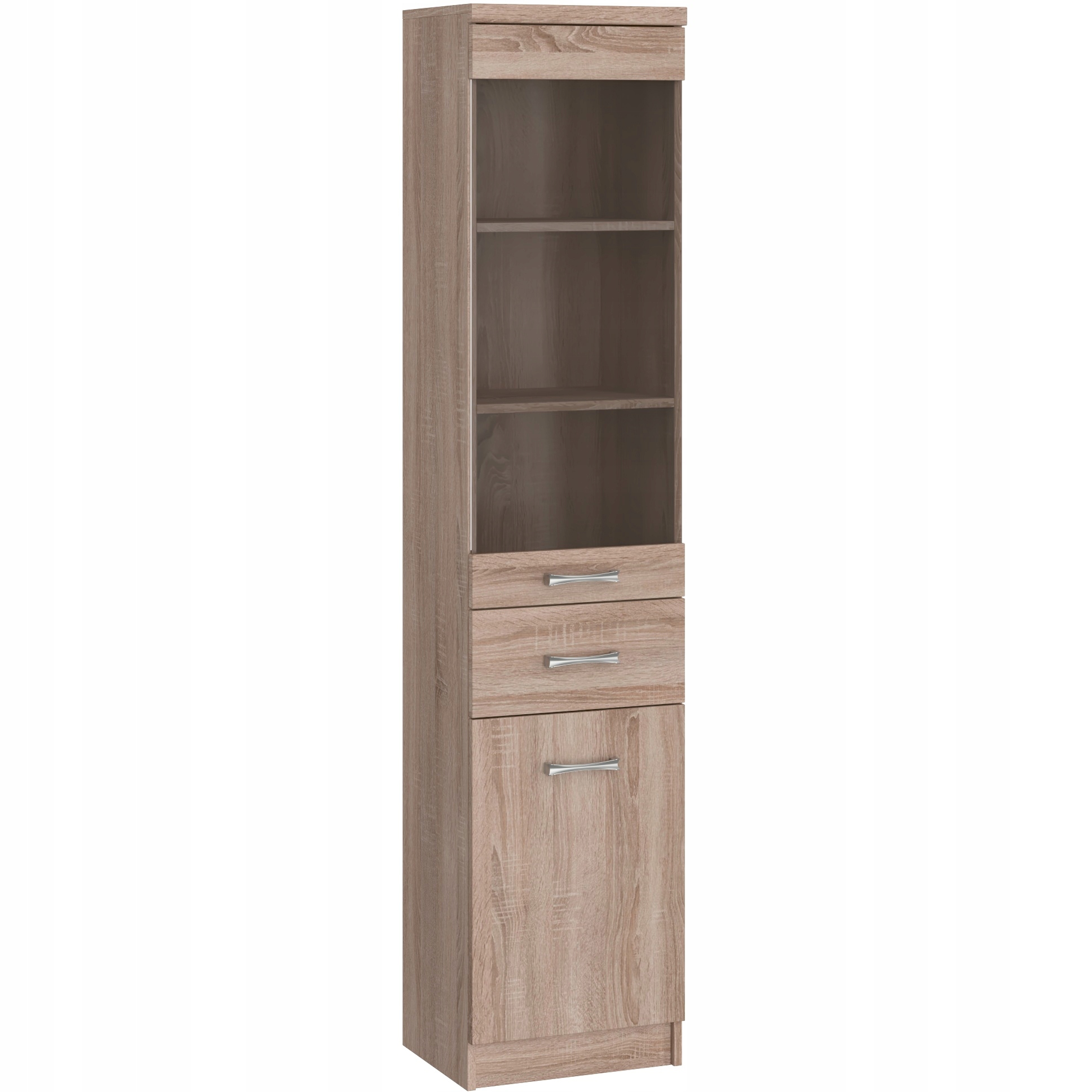 WITRYNA SZKLANA SZAFKA REGAŁ SŁUPEK 180 CM WYSOKI SOFIA 1D1W1S DĄB SONOMA