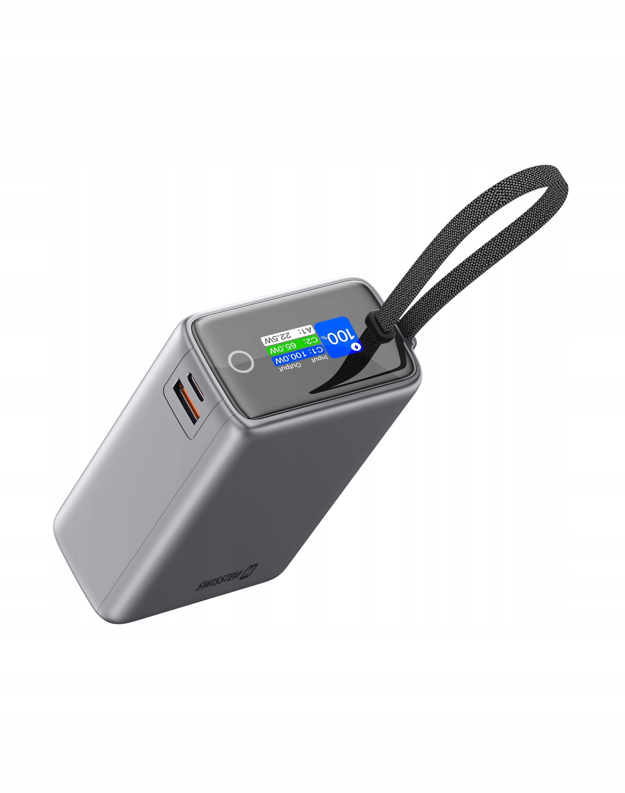 Swissten Power Bank 25000 mAh 96,25 Wh 100 W s vestavěným Usb-c kabelem