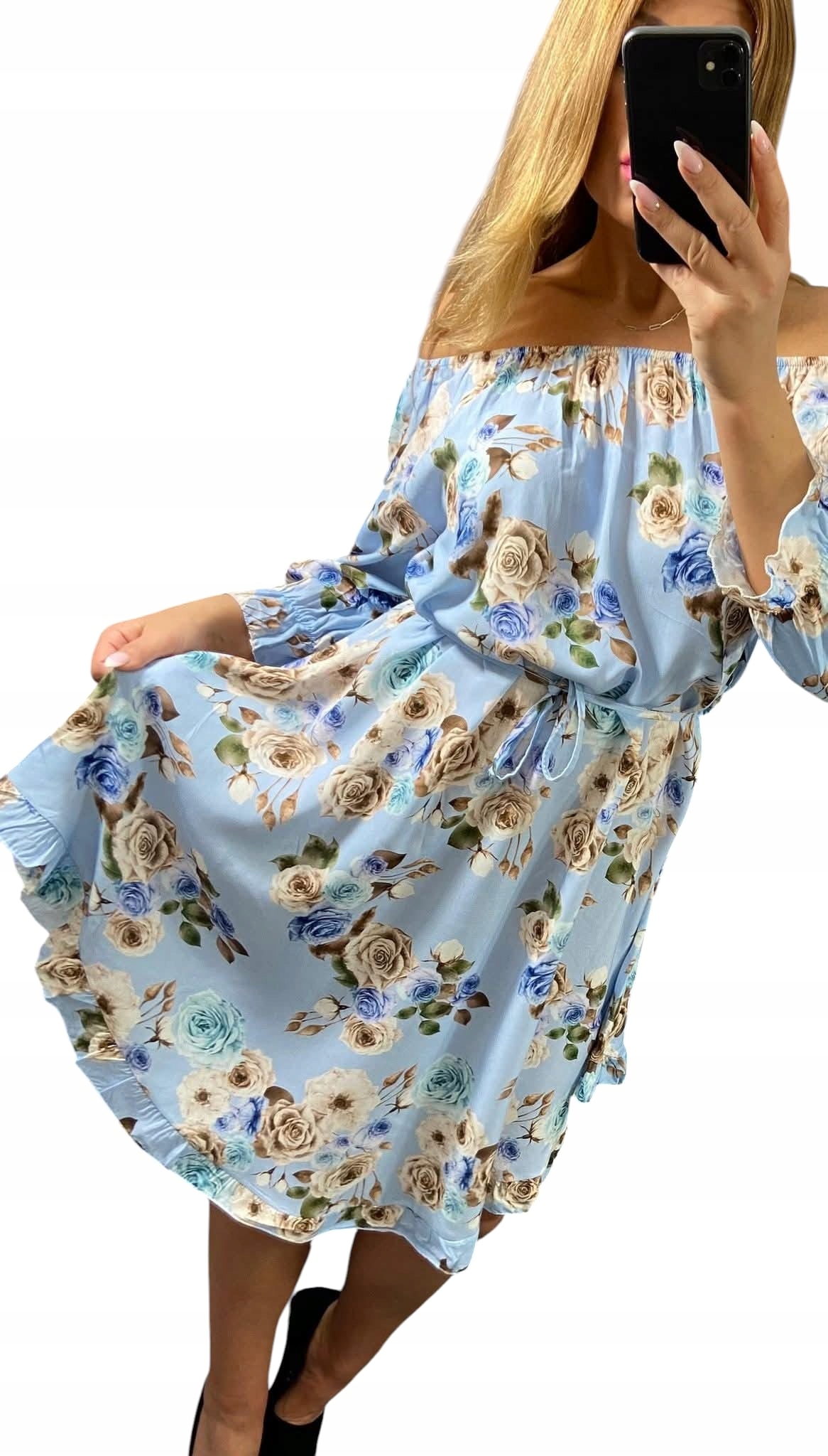 V0018 Elegantní Šaty S Vázáním Květin K2 vel. 42 (XL)