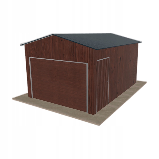 Plechová garáž 3.5 x 5 m jednopolohová, dvouspádová Tmavý ořech