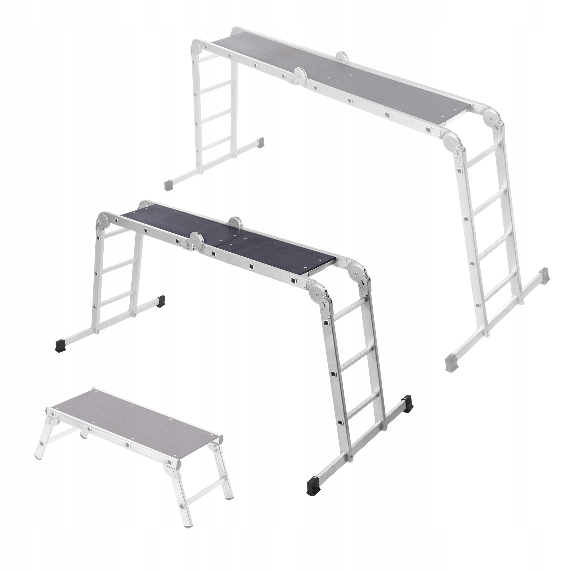 DRABINA ALUMINIOWA PRZEGUBOWA 4x3 ROZKŁADANA PRZYSTAWNA PODEST 150kg Wysokość robocza 5.5 m