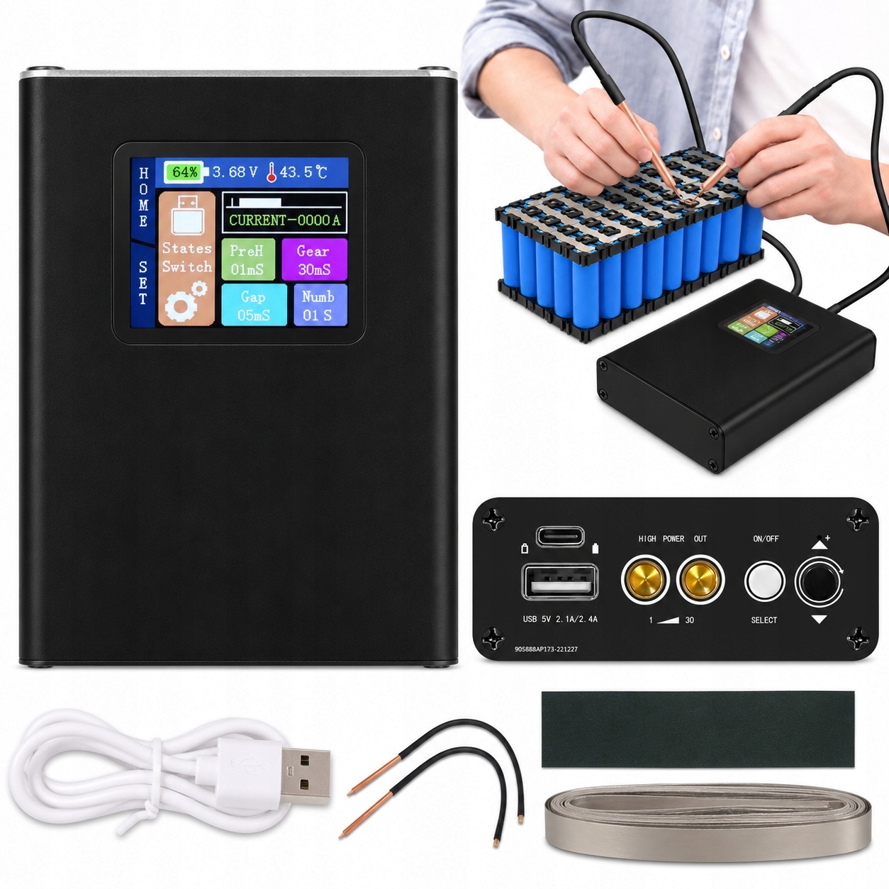 Mini Bodová Svařovací Stroj LCD 5000 Mah Přenosný Pro Články 18650 Diy