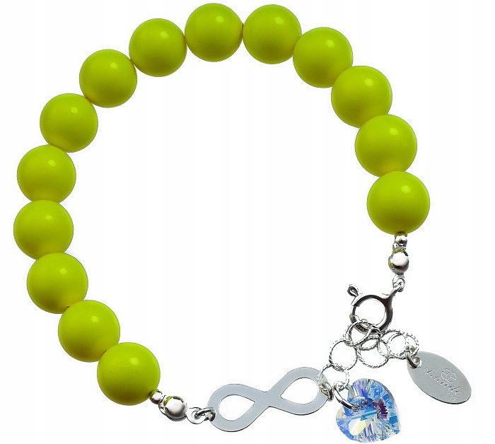 Náramek Perly Crystal Pearl Srdce Stříbro