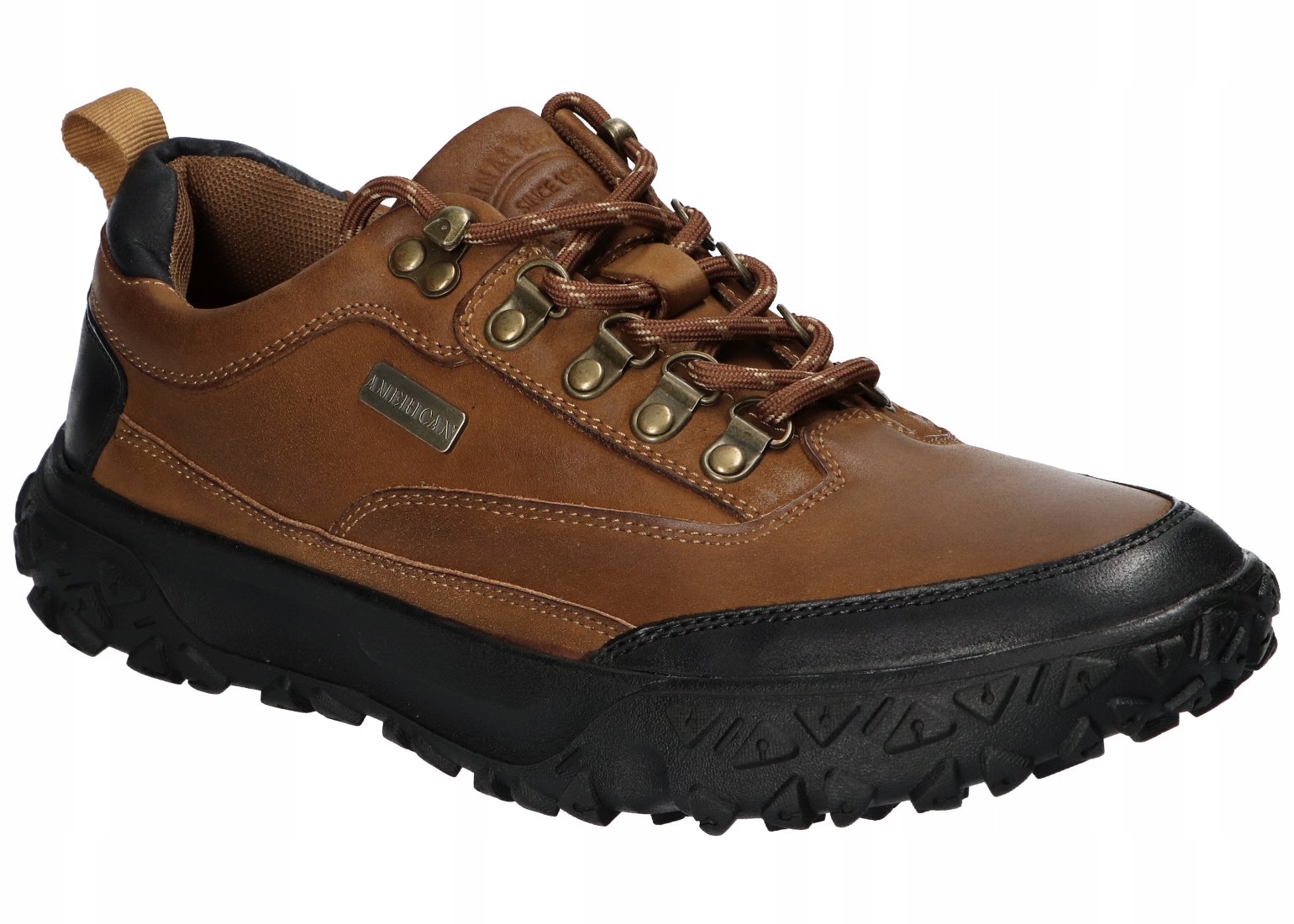 American Club CY171 Pevné Trekové Polobotky Pánské Kožené Boty Hnědé 42