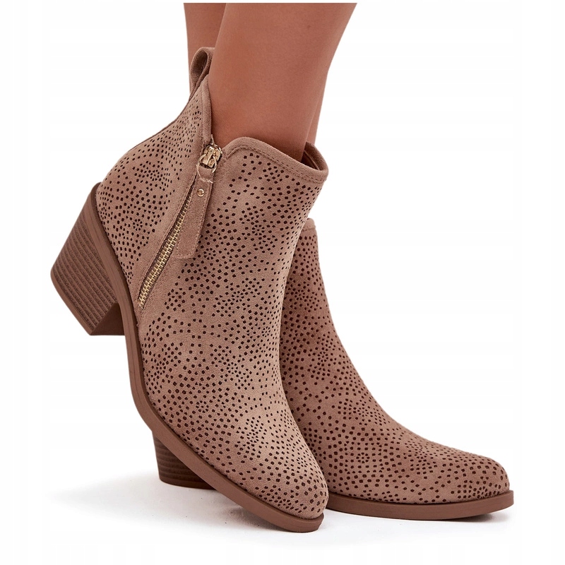 Kotníkové Boty Kovbojské Boty boty s eko semišovým podpatkem S.barski HY52-538 béžové 39