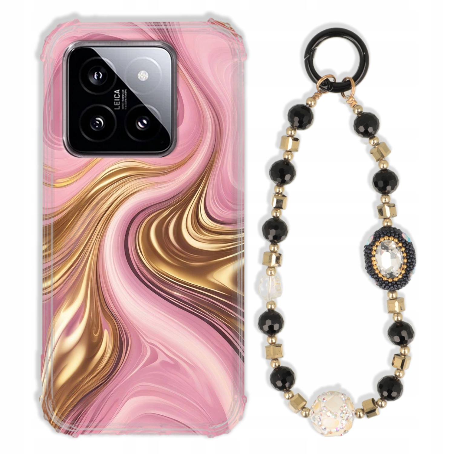 Puzdro Pre Xiaomi 14 Case Antishock Zirkóny Čierno Zlaté Odolné| Silné