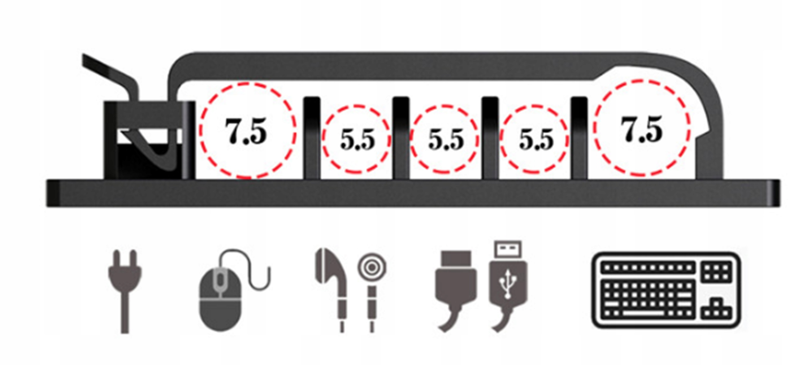 ORGANIZER UCHWYT MASKOWNICA KLIPS SAMOPRZYLEPNY do 5 KABLI PRZEWODÓW Stan opakowania oryginalne