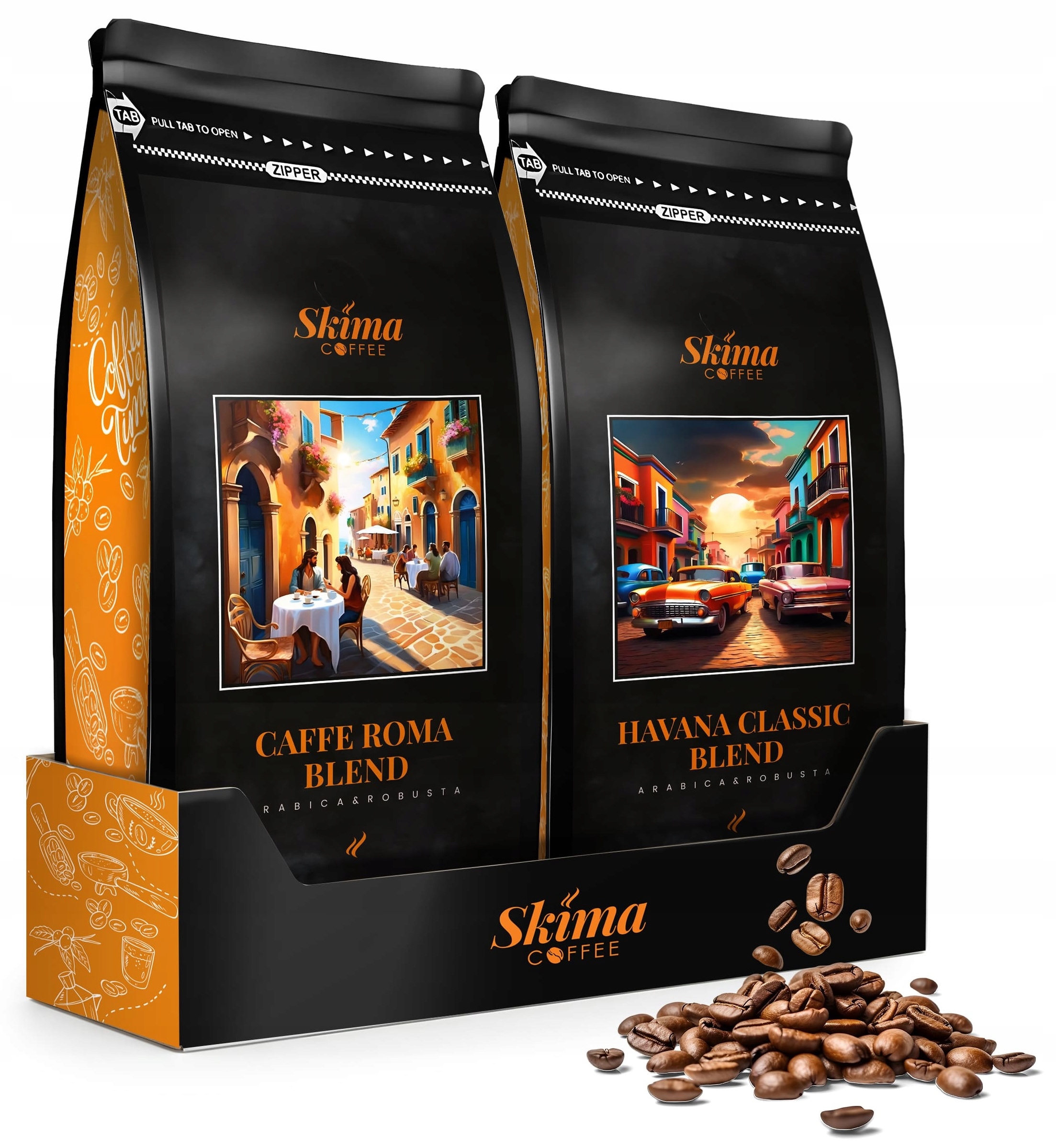 Káva zrnková 1kg x2 Caffe Roma Blend/havana Classic Blend Čerstvá Dárek