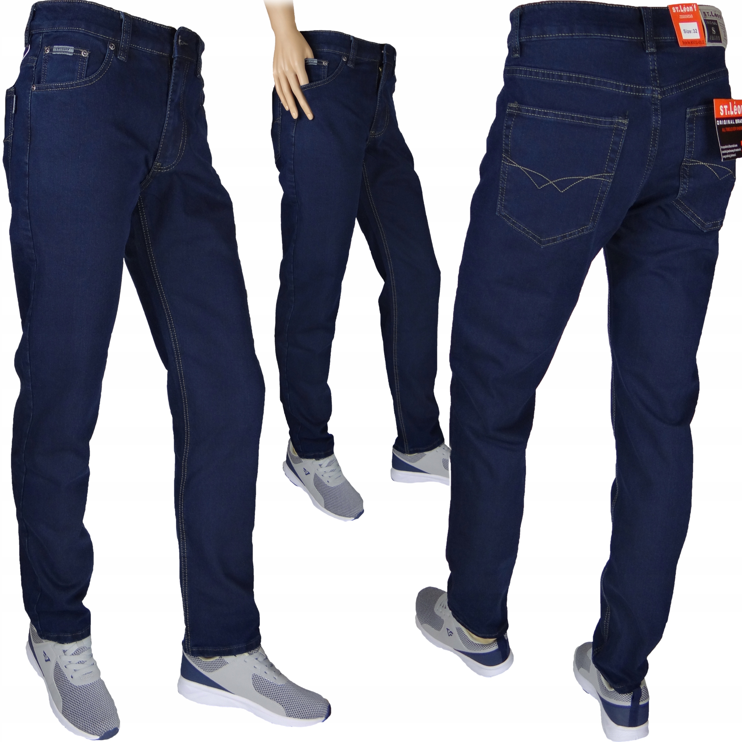 Spodnie Jeans męskie 38/32 S'TEM stretch granatowe Klasyczne Różne Rozmiary