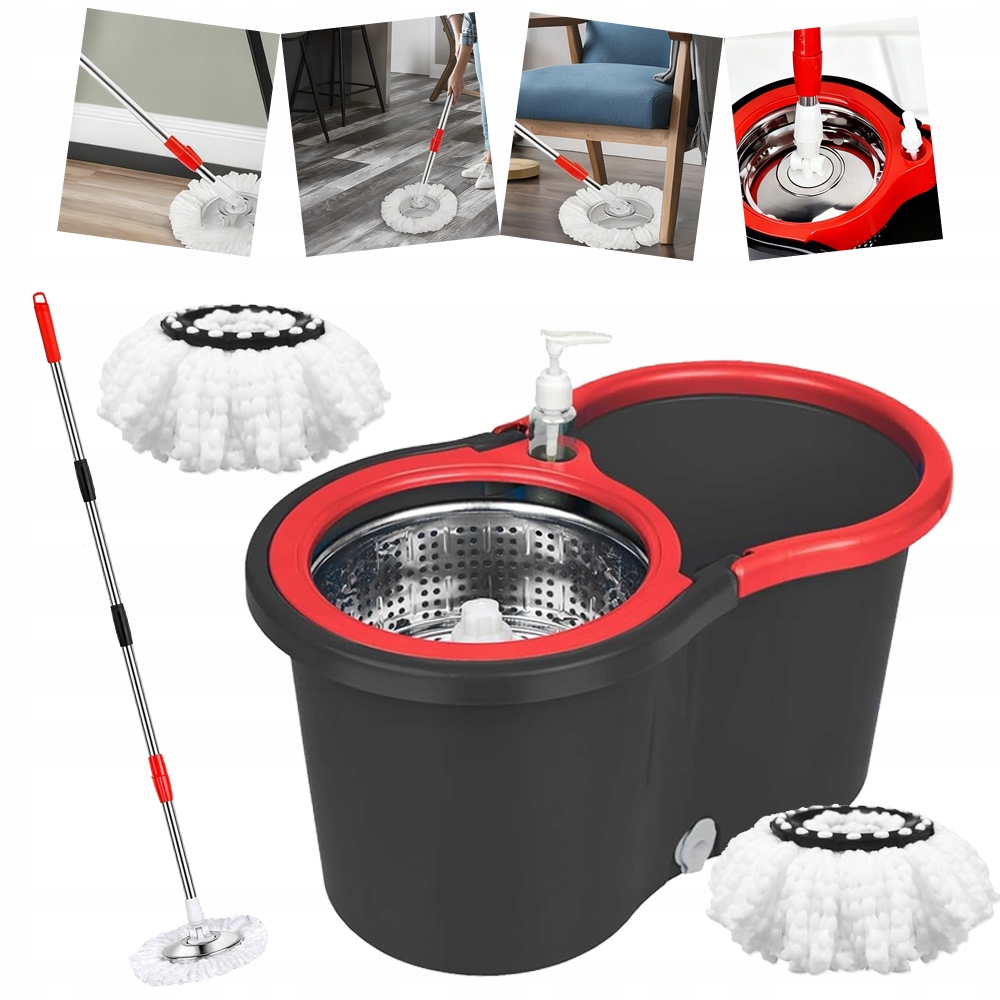 Rotační rotační mop Spin Turbo 360 3v1 nástavce kbelík na kolečkách