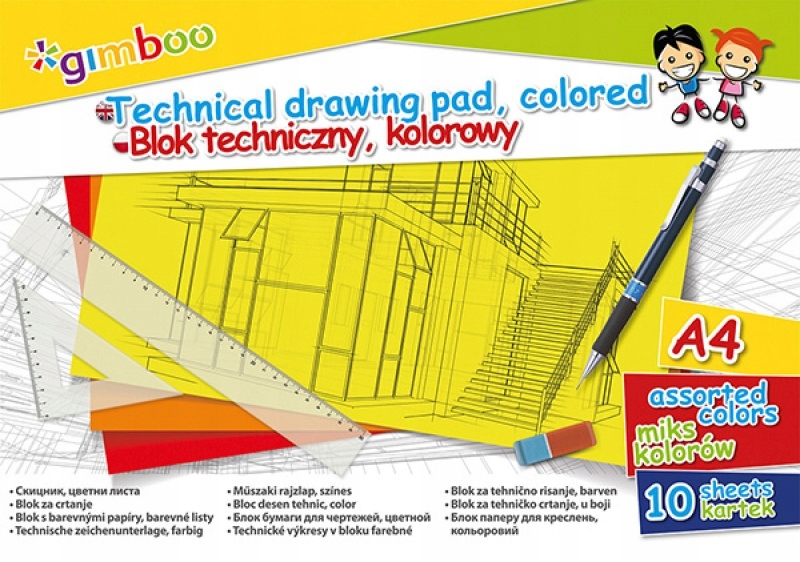 

Blok Techniczny A4 10 Kartek Kolorowy 150g Gimboo