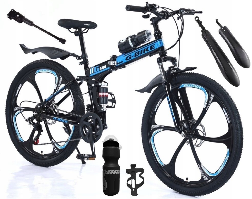 Rower Górski Mtb 17 Amortyzator 21 biegów Felga 26 Składany Niebieski