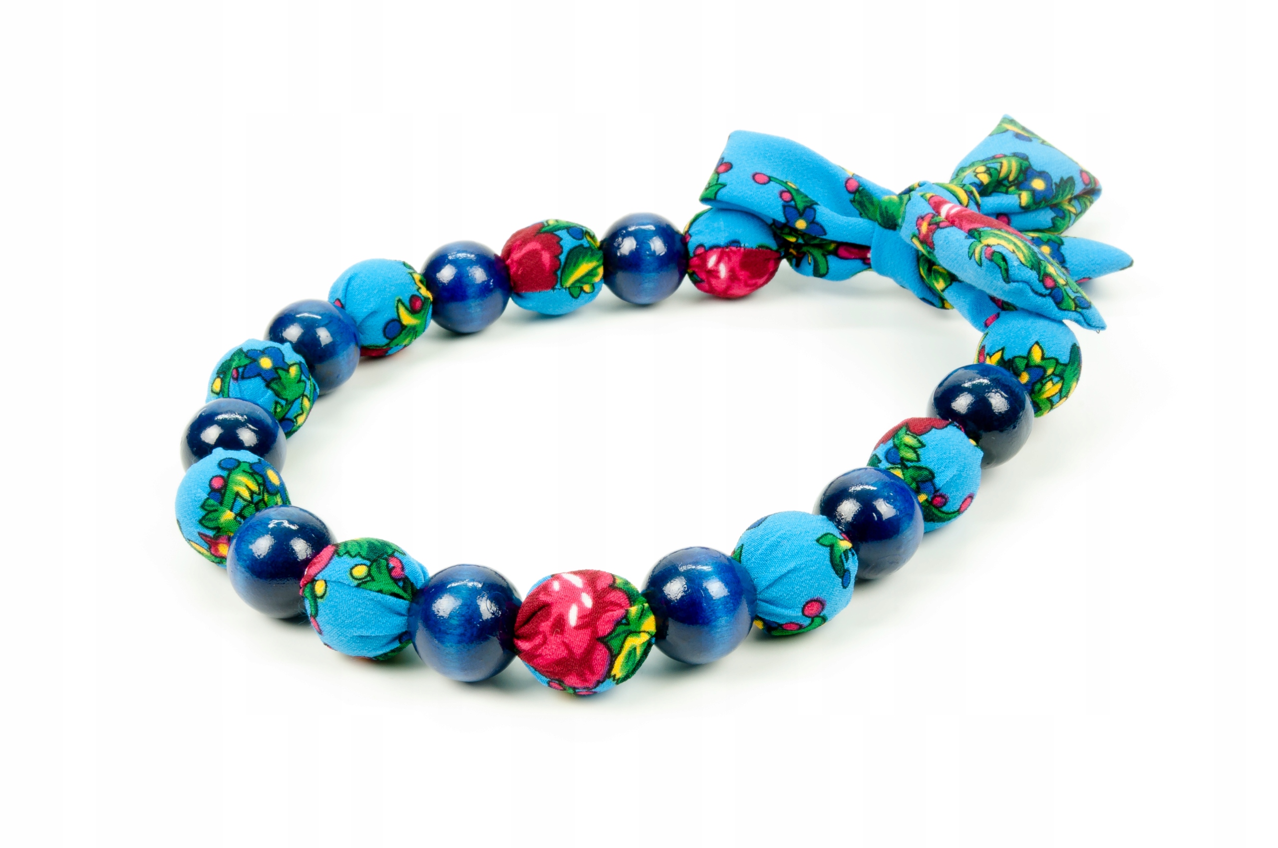 

Korale materiałowe góralskie niebieskie Folk