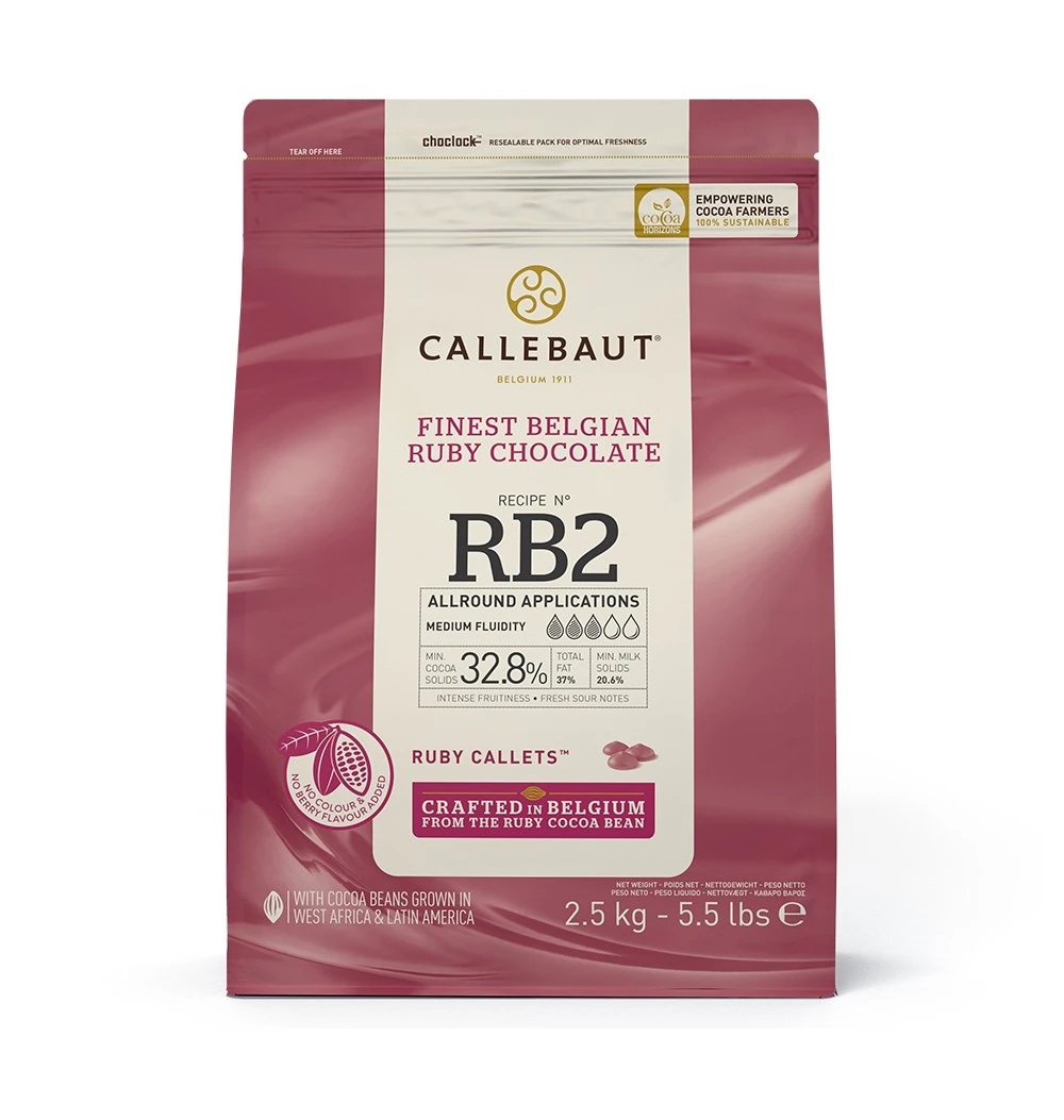 Czekolada Ruby Rubinowa Callebaut różowa 2,5kg Data ważności: 03.12.2026