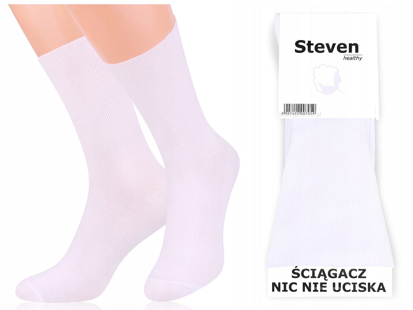 

Skarpetki bezuciskowe, bez ściągacza, 39-42, Białe