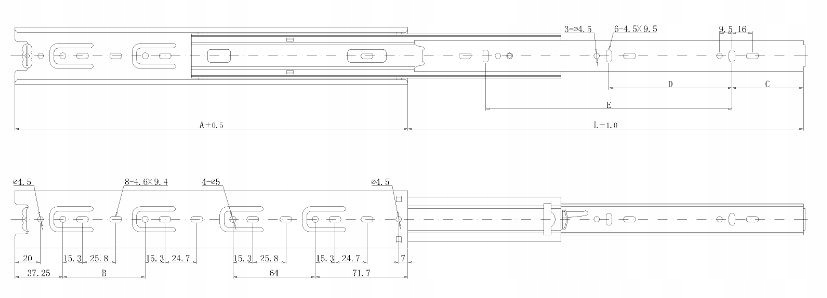 PROWADNICA KULKOWA AMIX H45 DB/45 L-300MM Wysokość 45 mm