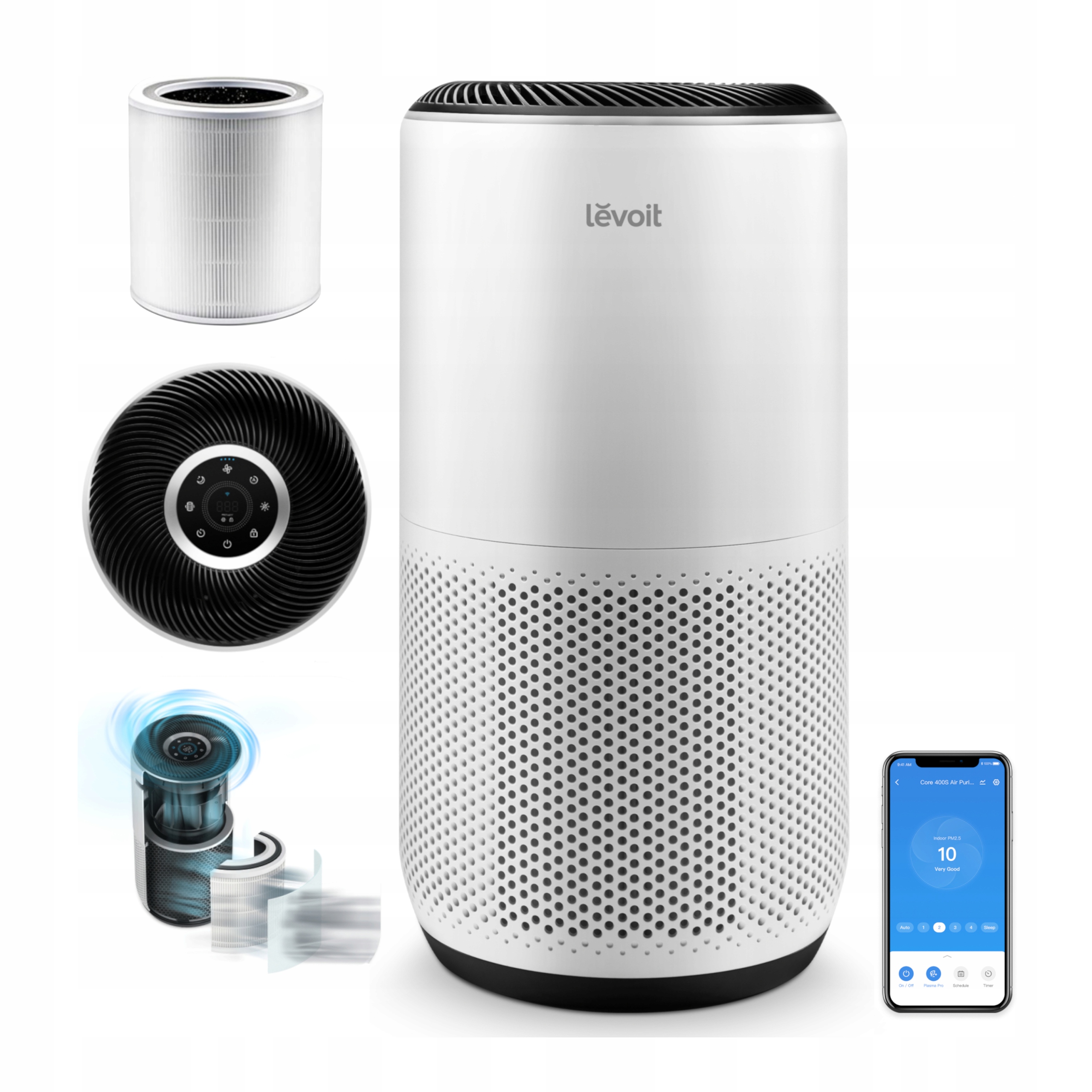 Oczyszczacz powietrza Levoit Core 400S Hepa H13 smog dym smart wifi 83 m2