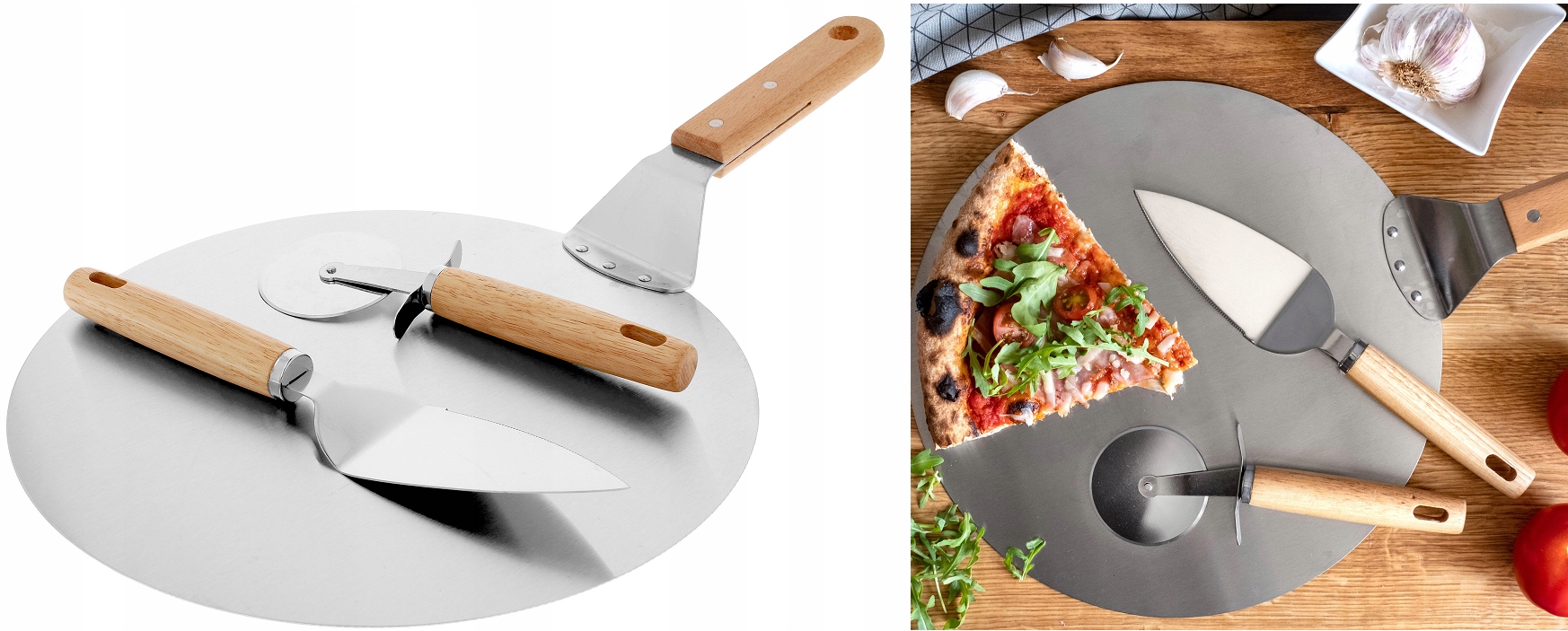

Łopata Łopatka Do Pizzy Chleba Zestaw Nóż Radełko