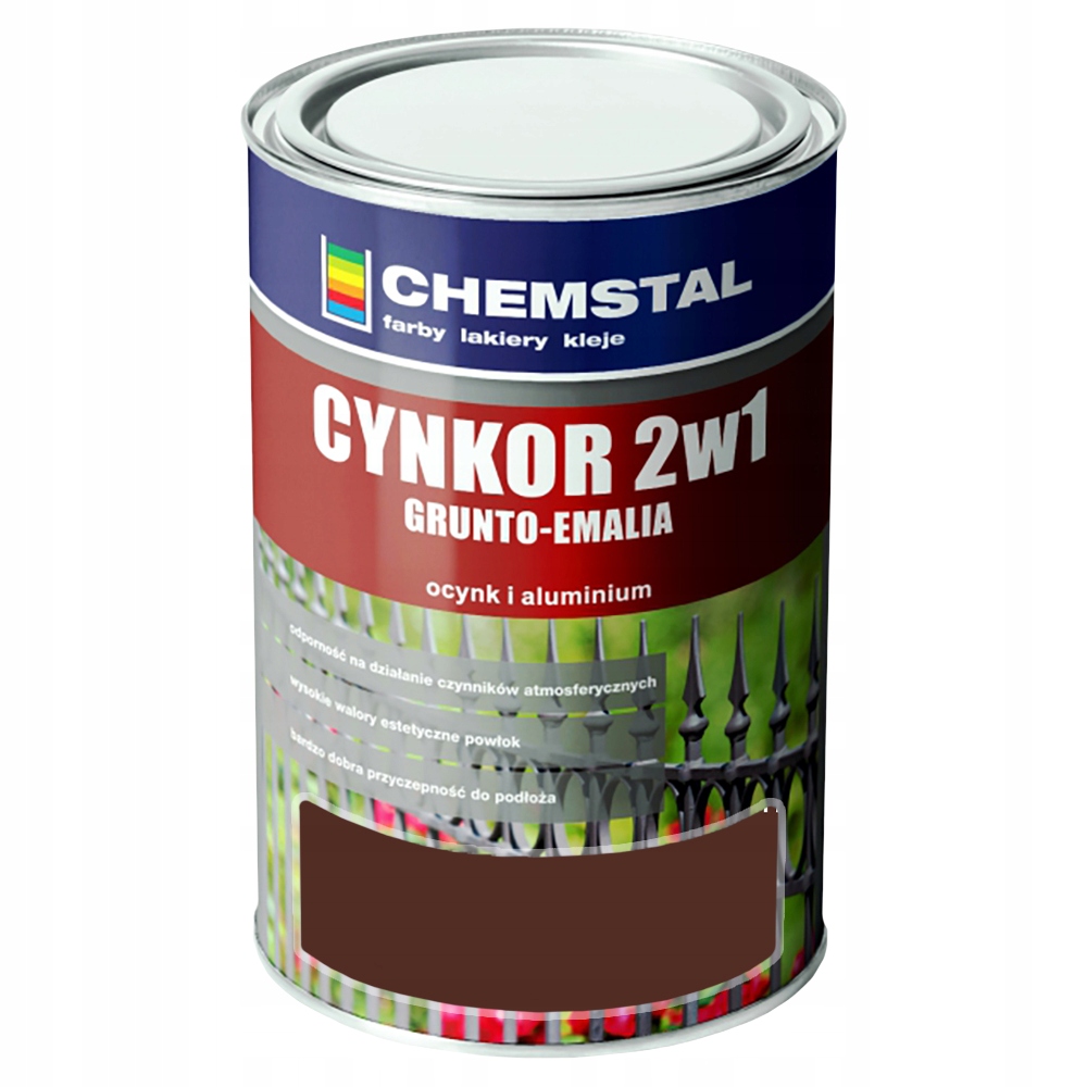 Grunto-Emalia stal ocynk Cynkor 2W1 Chemstal Brązowy Ral 8017 10L