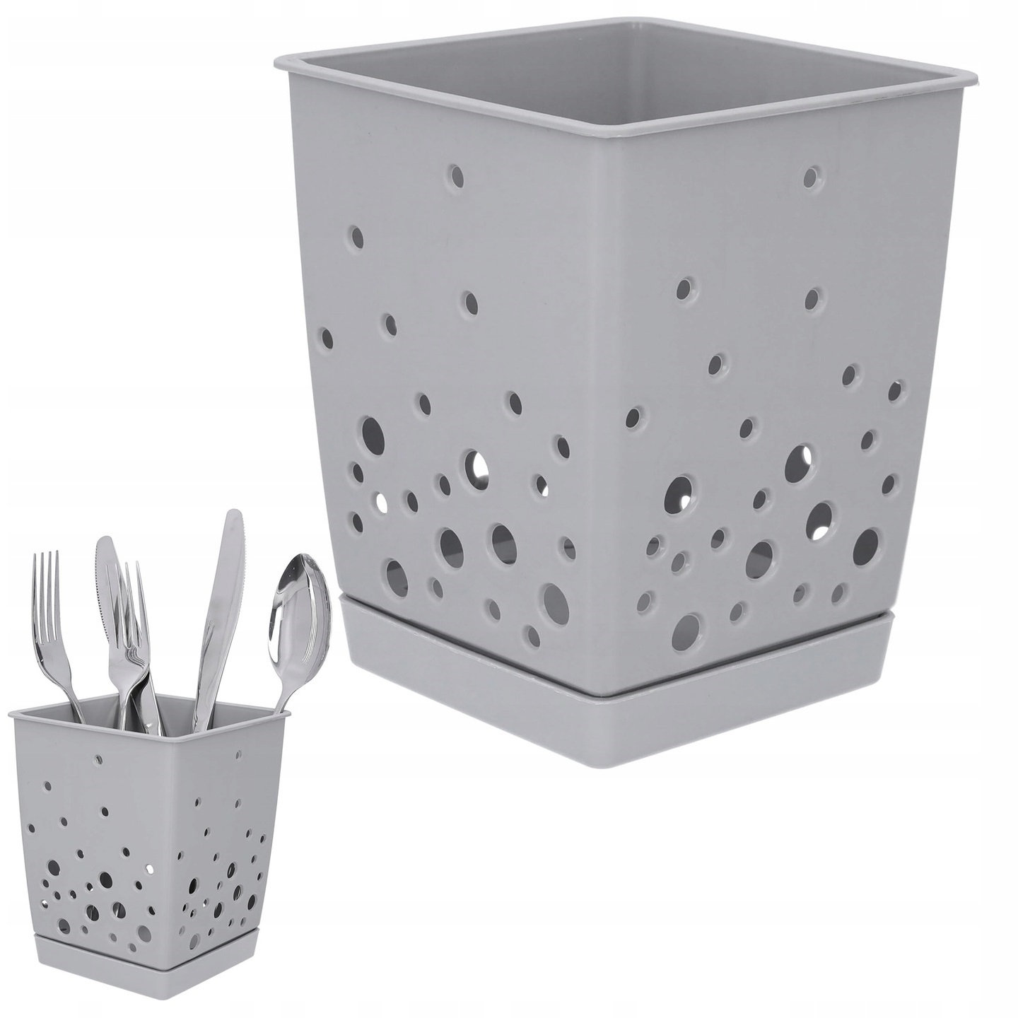 OCIEKACZ NA SZTUĆCE z wyjmowaną podstawką szary organizer kuchenny