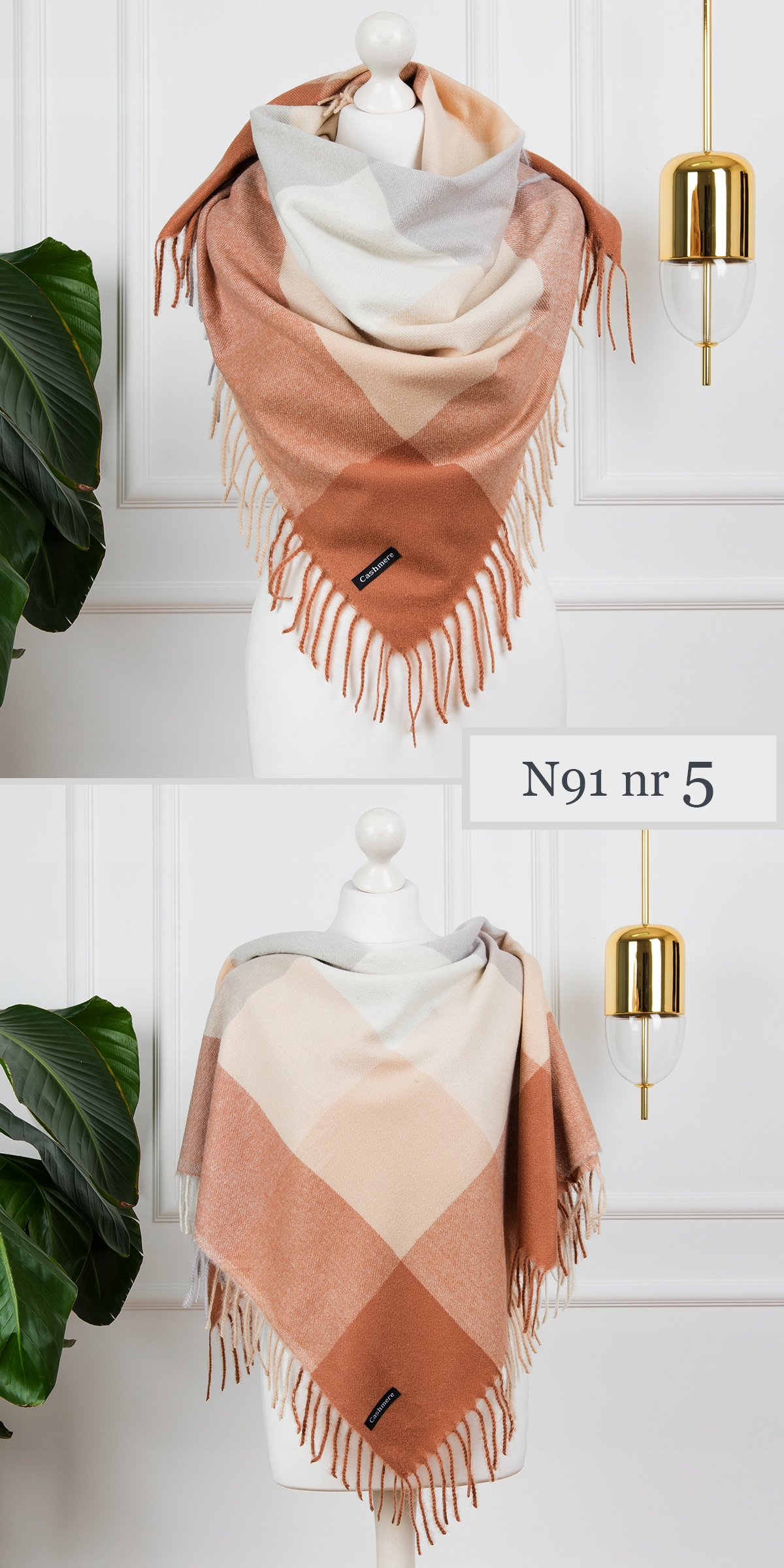 KASZMIROWA CHUSTA w KRATĘ MODNY CIEPŁY SZAL KASZMIR KOLORY Płeć kobieta