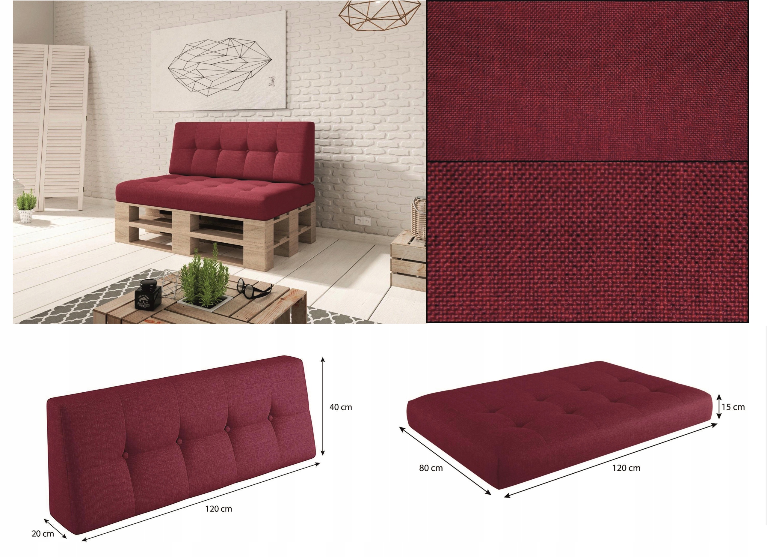 Komplet poduszek na palety (VERONA_ZESTAW 2_120x80+120x40) Producent Drewnopak