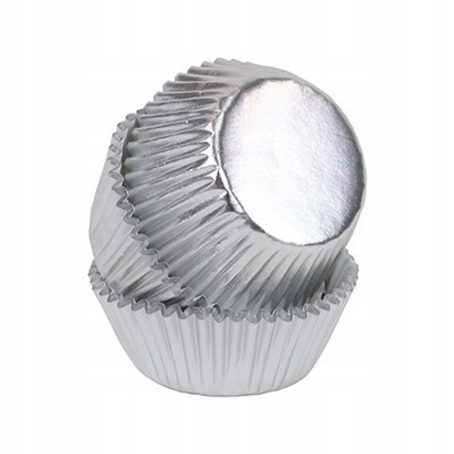 Metaliczne papilotki na muffinki 35mm SREBRNE 45sz