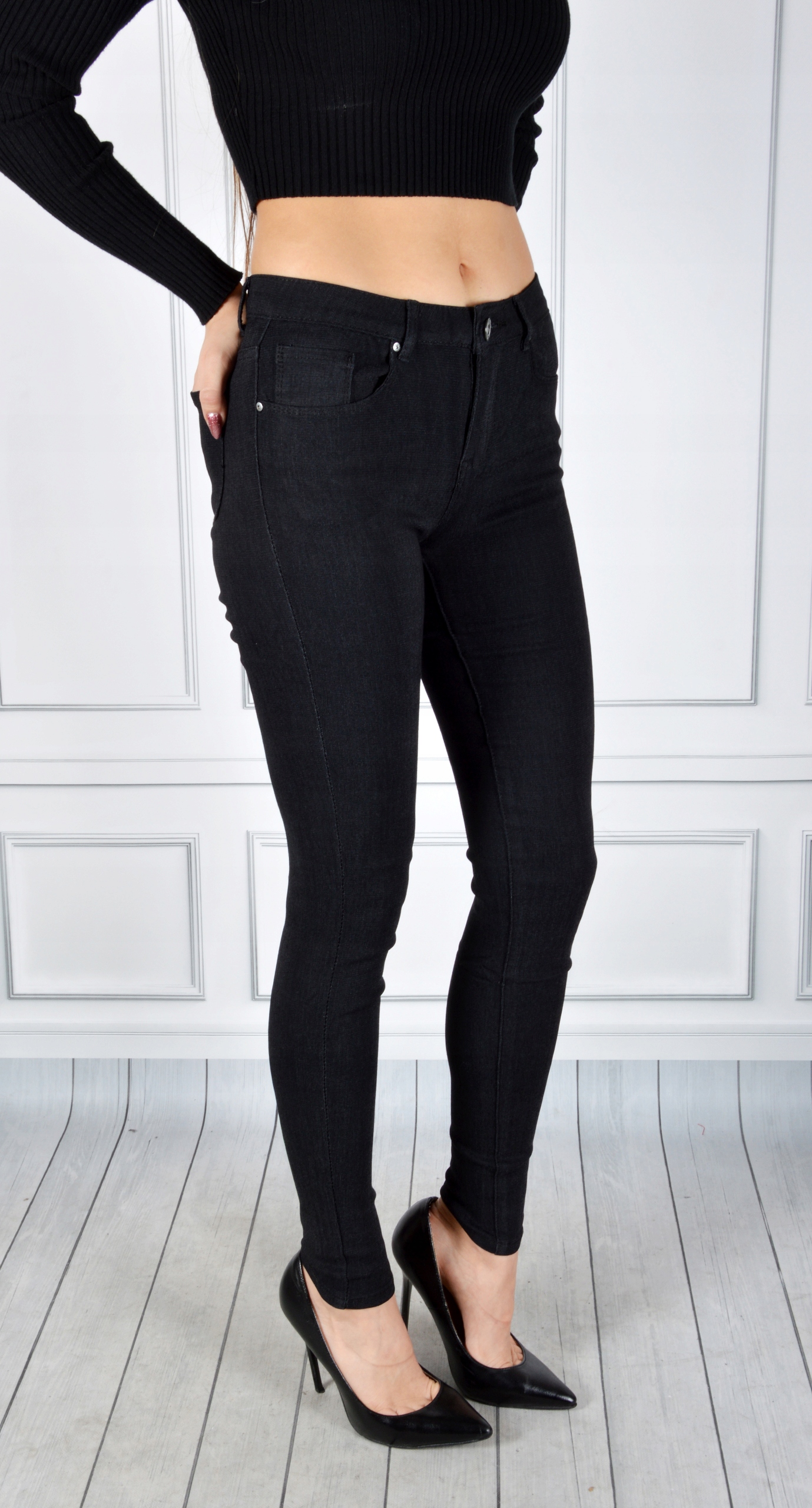 Damskie Spodnie Jeansy Jeansowe Modelujące SKINNY Marka Madame