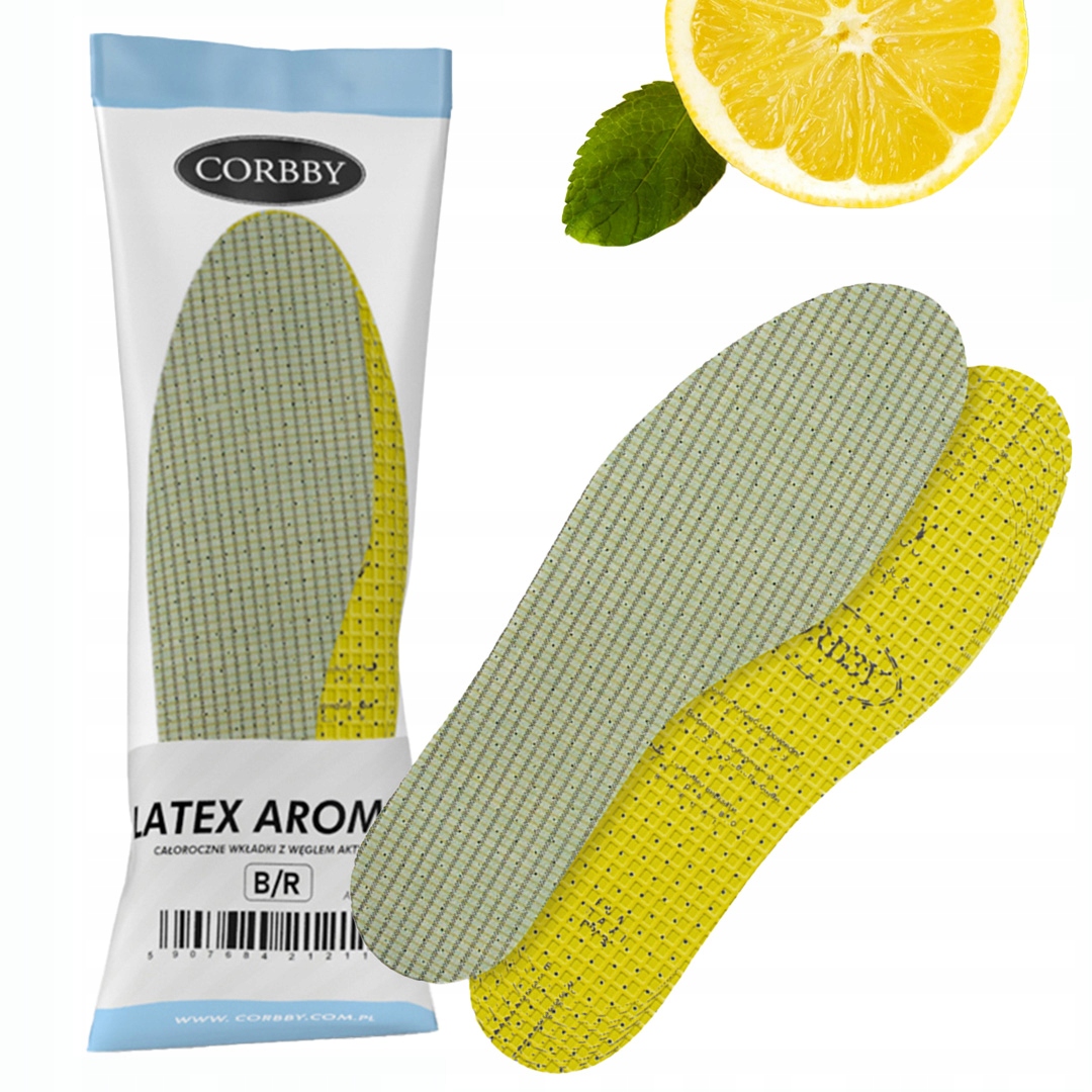 Wkładki do butów aromatyzowane zapachowe cytrynowe Latex Aromat r. 36-46