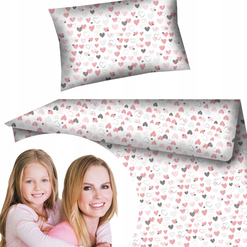 

Pościel dziecięca biała w różowe serca 100x135