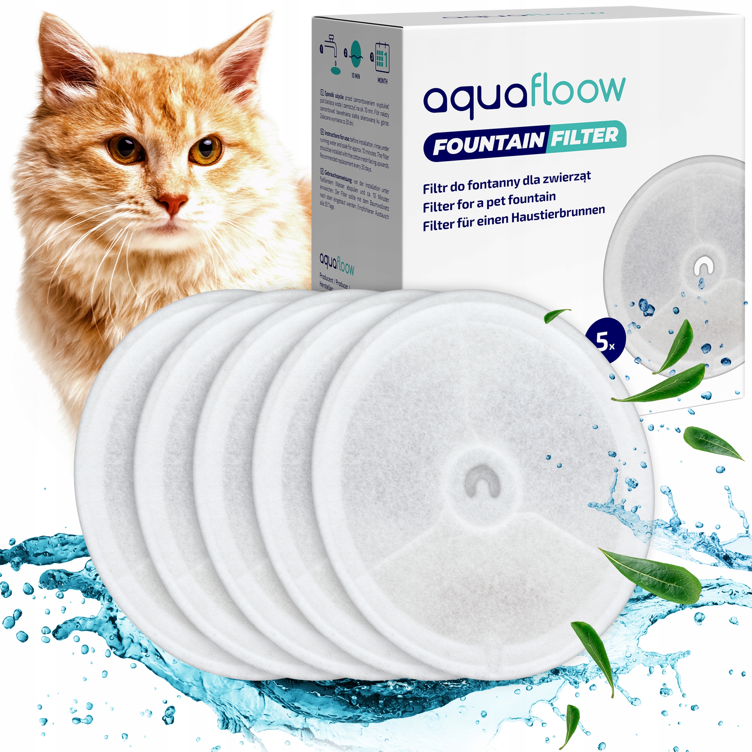 Levně 5x Filtry AquaFloow pro fontánu Petkit Eversweet 2s 3 3 Pro Solo 2 Solo Se