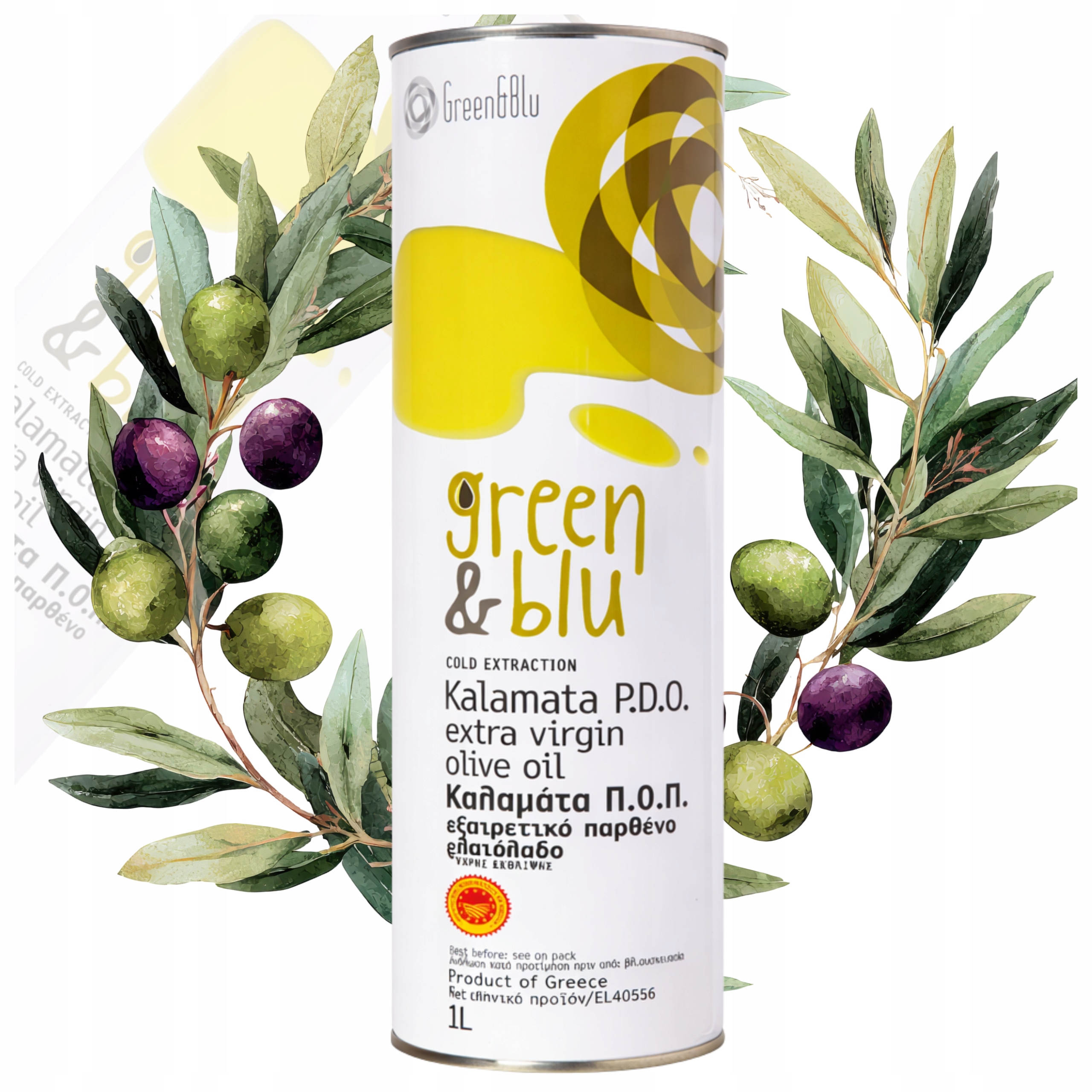 Levně Extra Panenský Olivový Olej 1 L Řecký P.d.o. Kalamata Green&blu V Plechovce