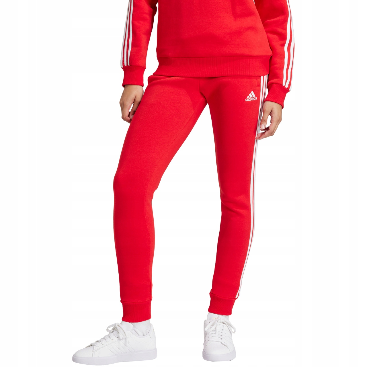 Dámské kalhoty adidas Essentials 3-Stripes Fleece červené IY1719 .L