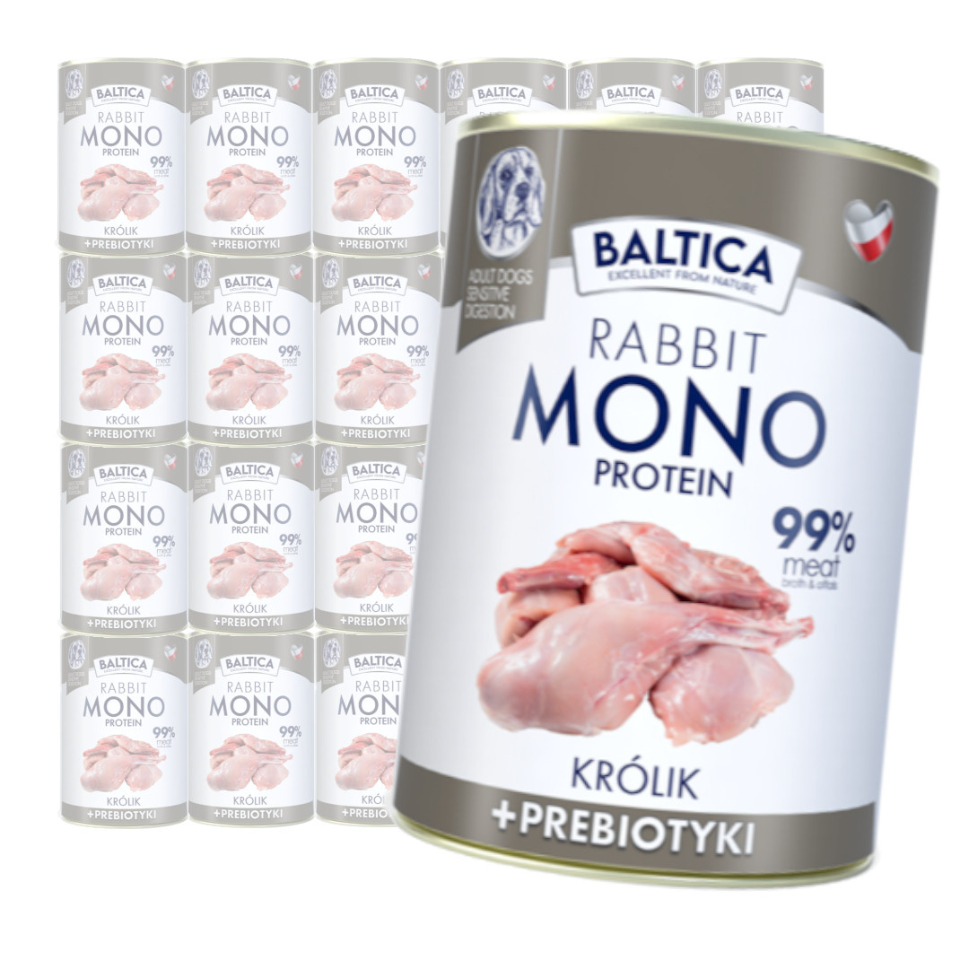 Baltica Monoprotein z Królikiem 24x400g Hipoalergiczna Mokra Karma Dla Psa