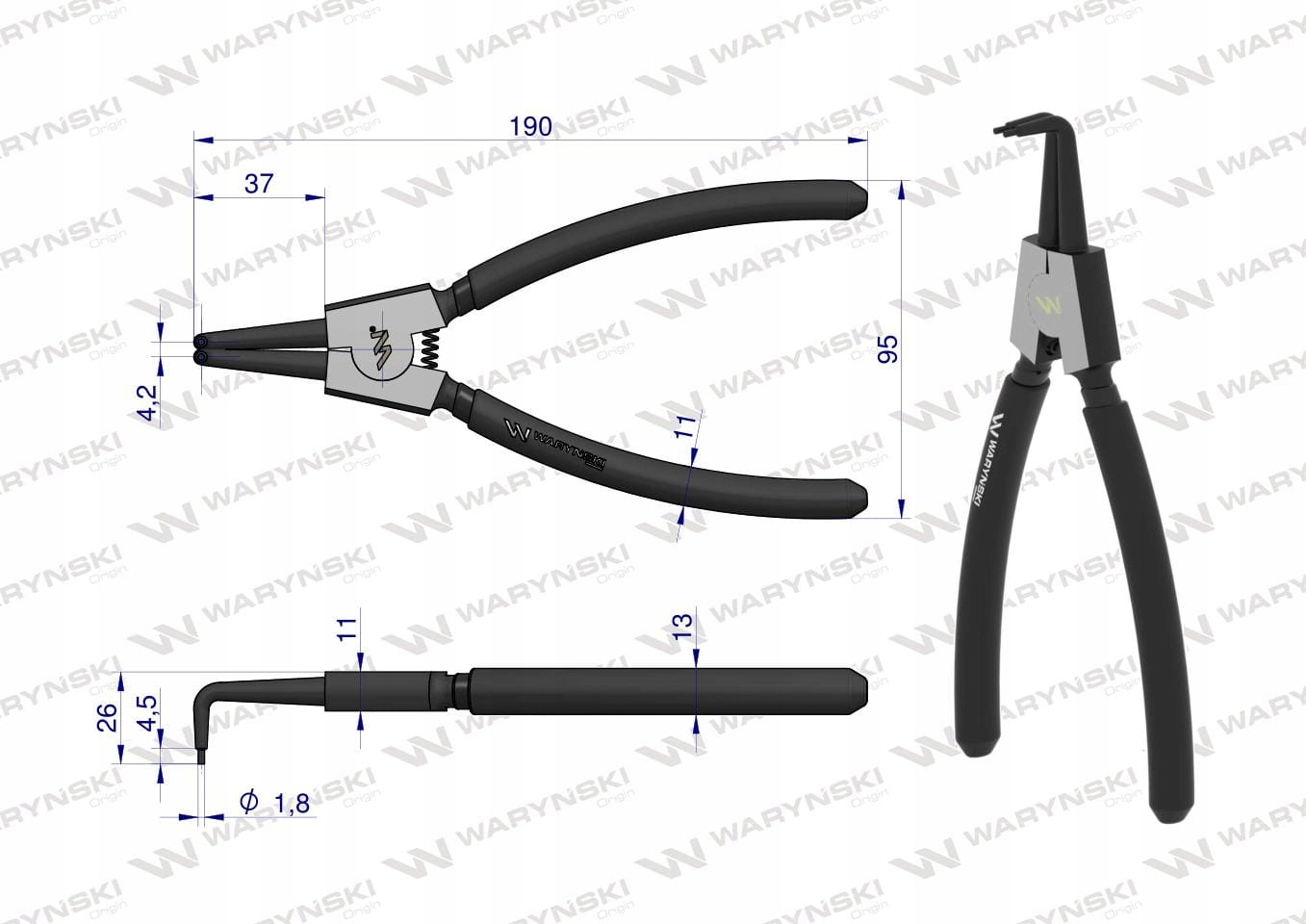 SZCZYPCE DO PIERŚCIENI 200 MM ZEWNĘTRZNE WARYŃSKI EAN (GTIN) 3000000021422