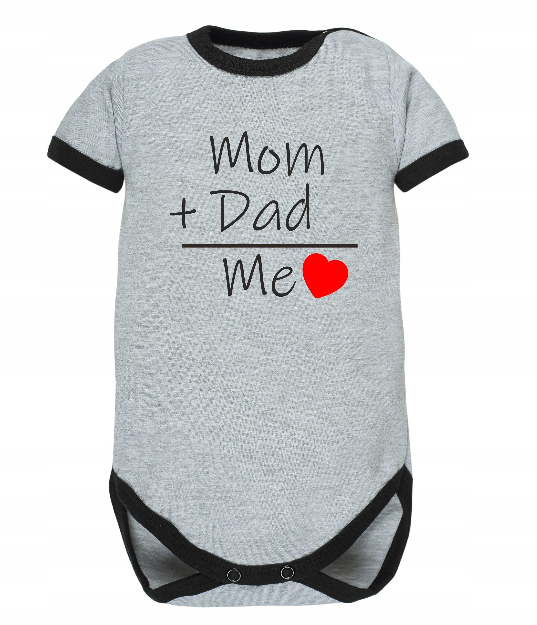 

Body z napisem Mom+Dad=Me - szare rozm 56