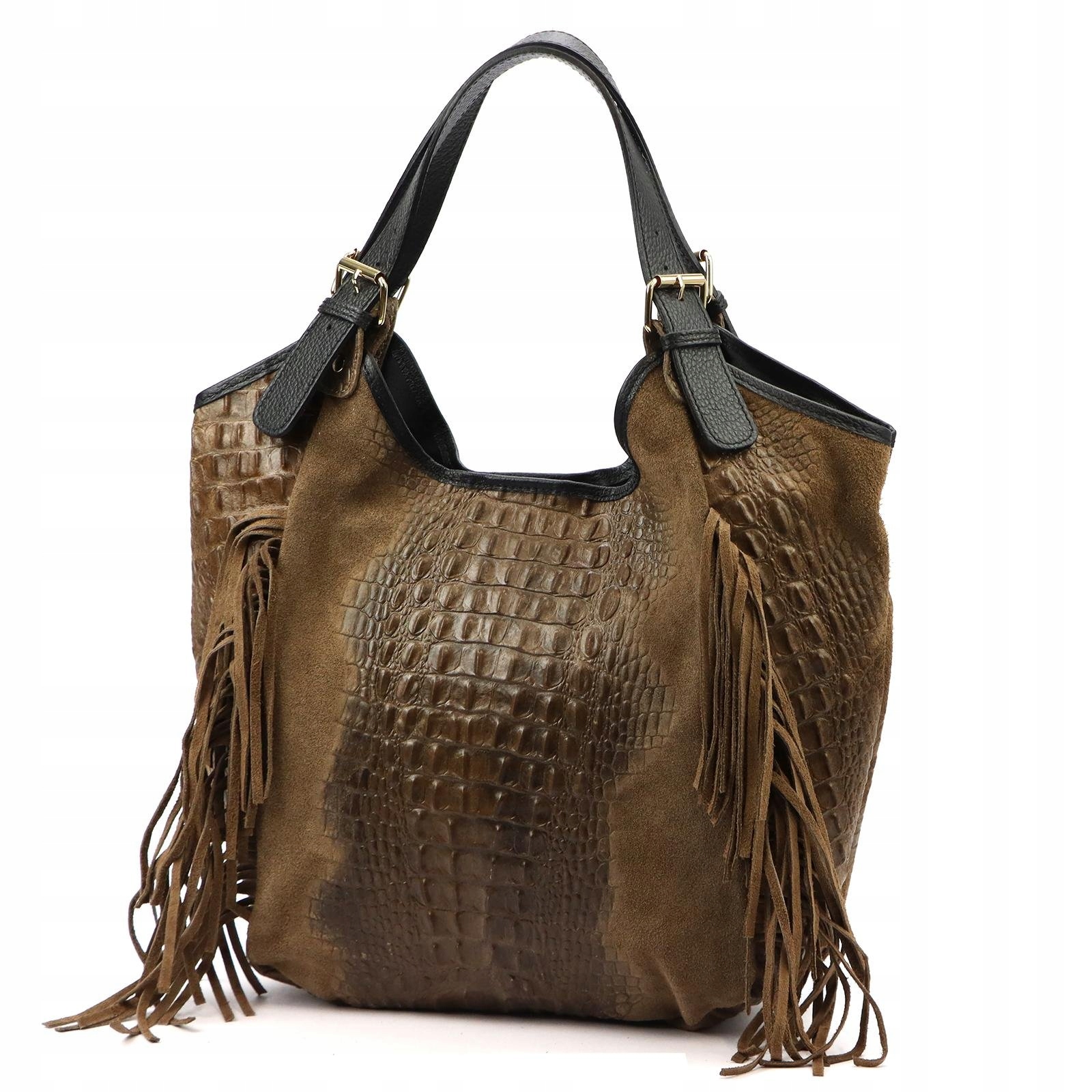 Dámská shopper kabelka kožená hnědá A4 Luka Croco