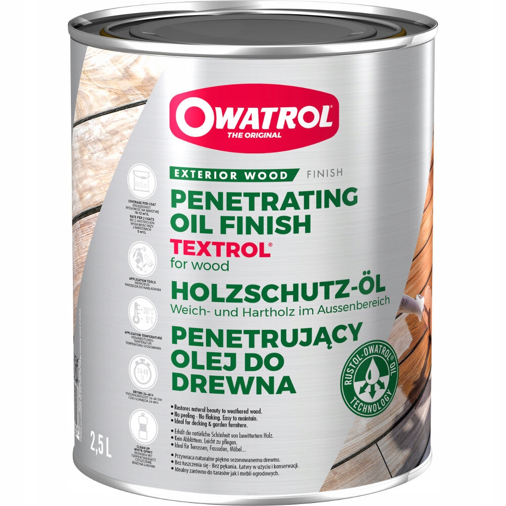 Textrol ochranný olej na dřevo 2,5L Střední dub