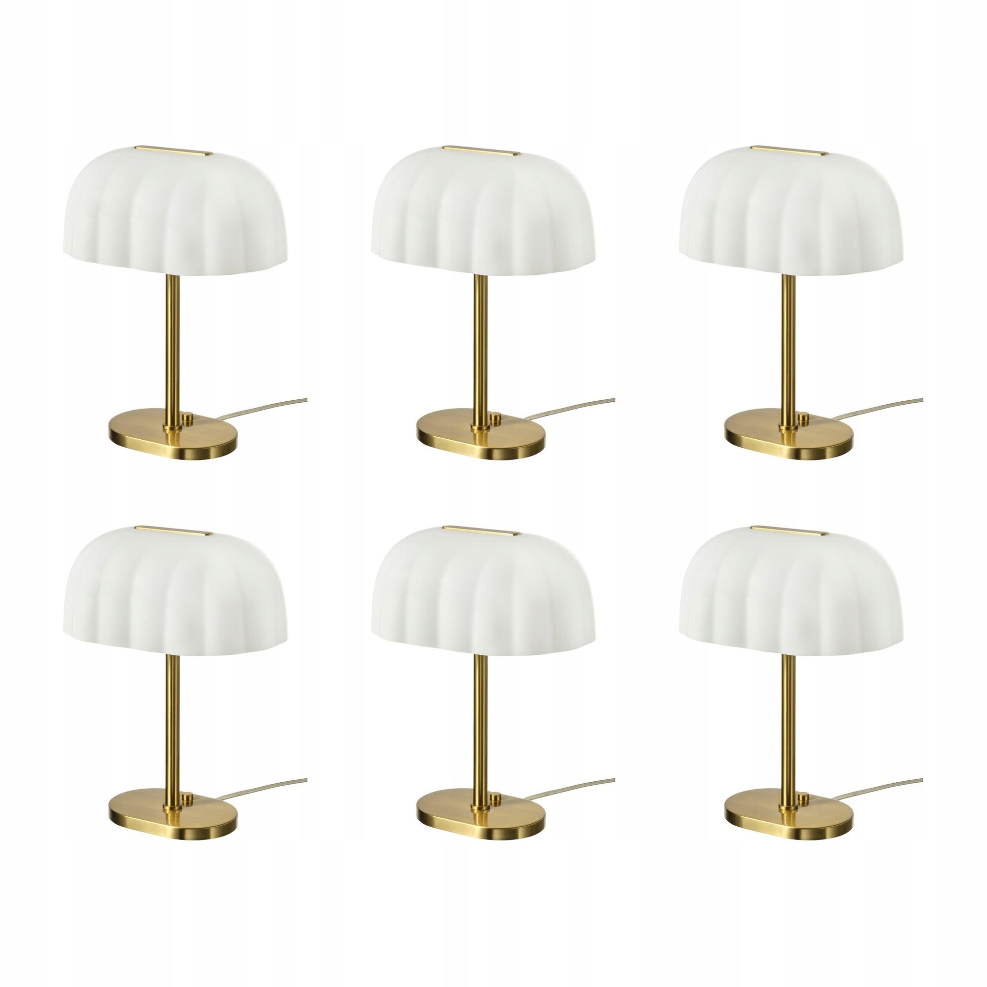 6 szt. Akterspring Lampa stołowa opalowa biel szkło/mosiądzowane 39 cm