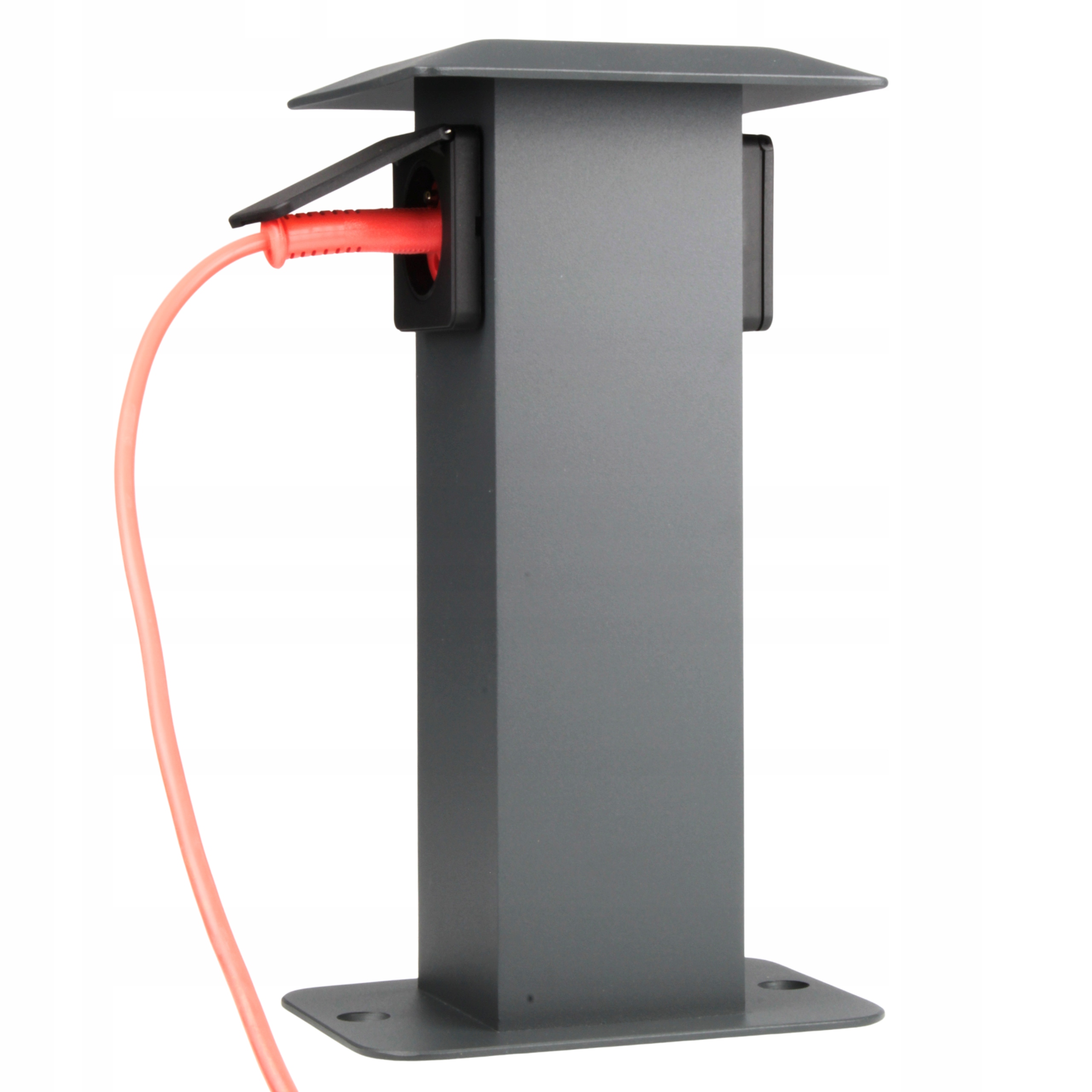 Elektryczny Słupek Ogrodowy z Dwoma Gniazdami Zasilający Antracytowy